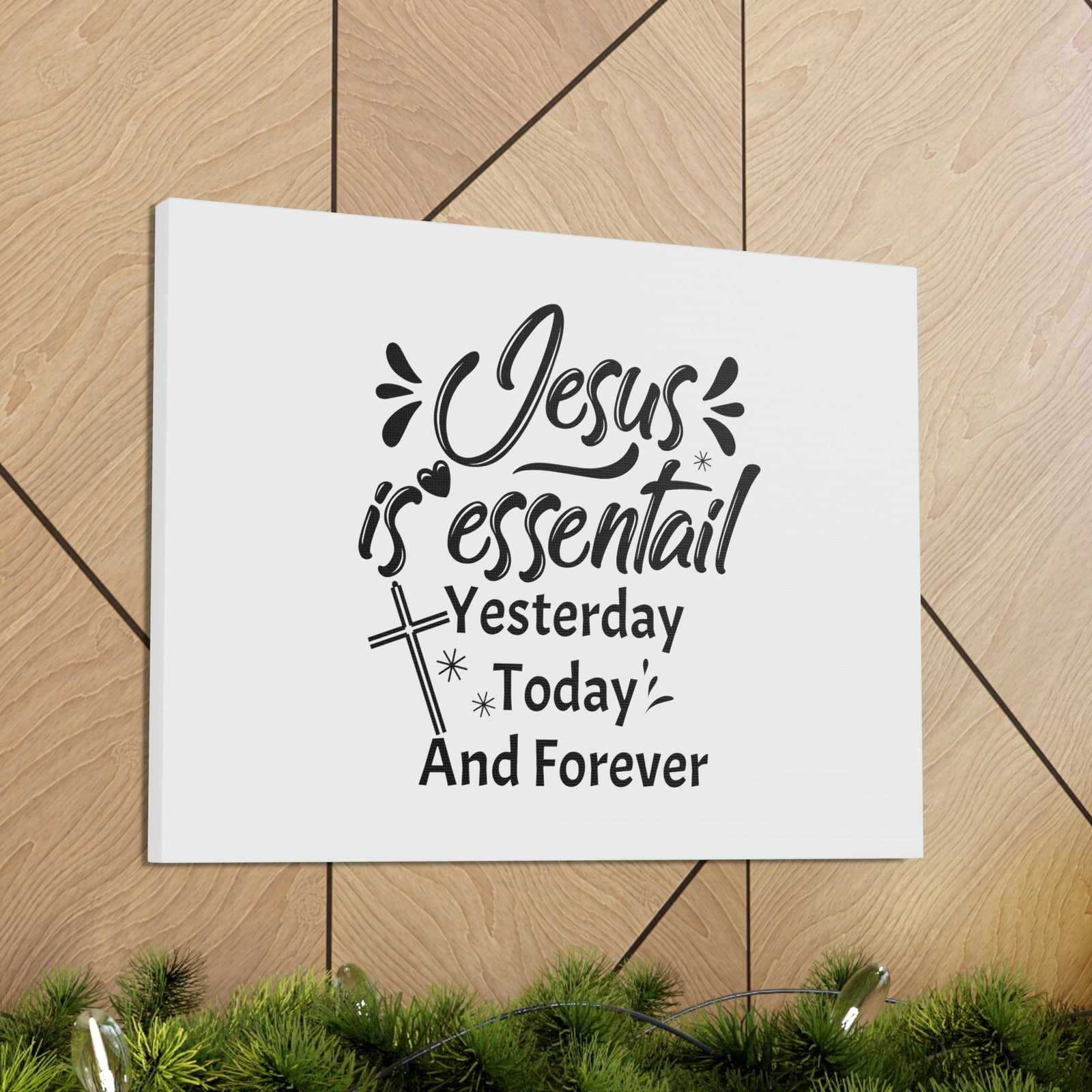Scripture Walls Jesus Is Essential Hebrews 13:8 Cross Christian Wall Art Bible Verse Print Ready to Hang Unframed-Express Your Love Gifts