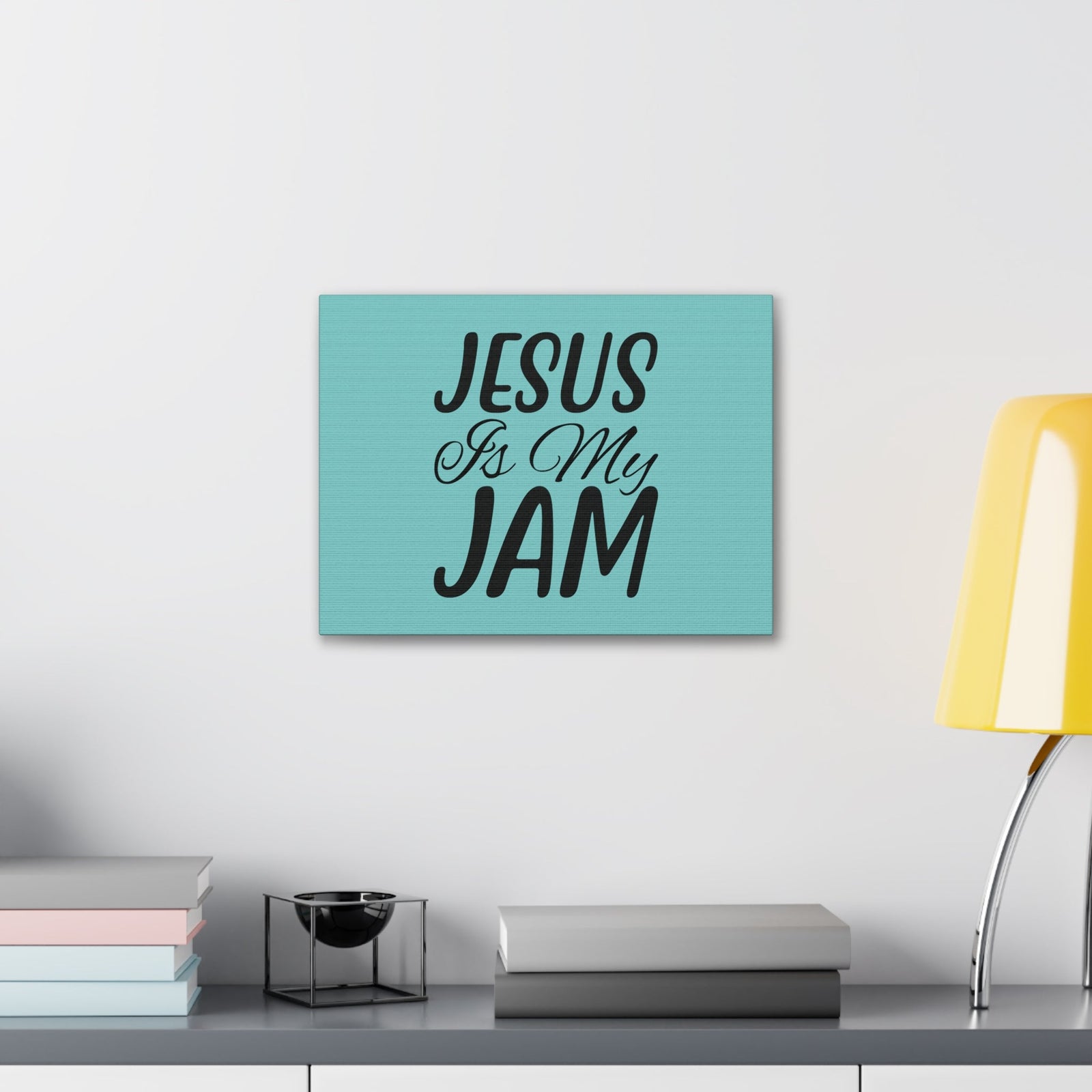 Scripture Walls Jesus Is My Jam Light Blue John 15:14 Bible Canvas Christian Wall Art Ready to Hang Unframed-Express Your Love Gifts