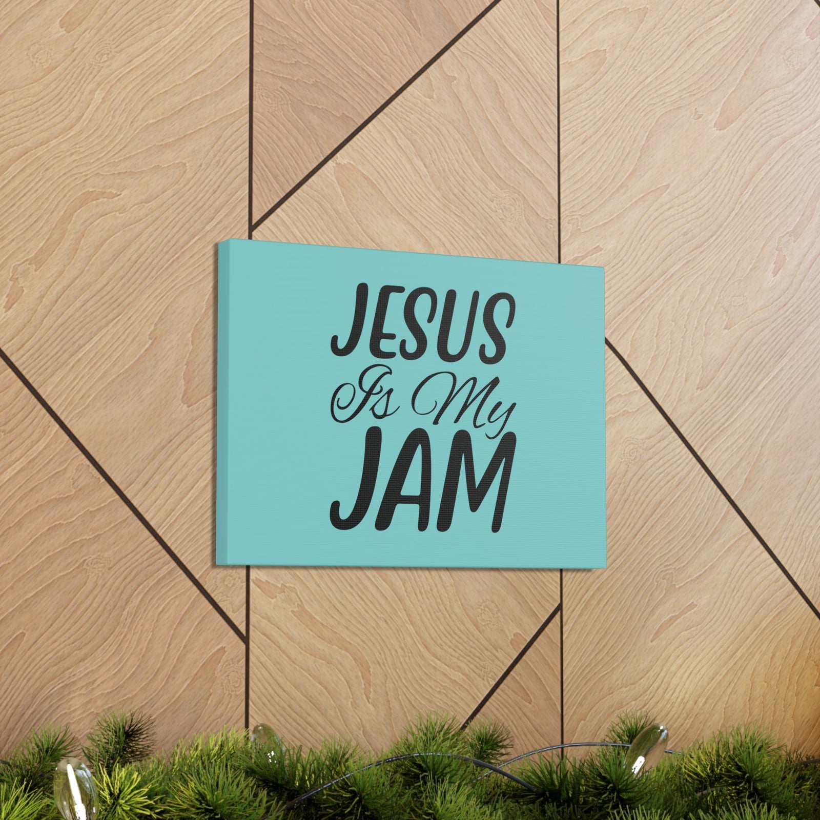 Scripture Walls Jesus Is My Jam Light Blue John 15:14 Bible Canvas Christian Wall Art Ready to Hang Unframed-Express Your Love Gifts