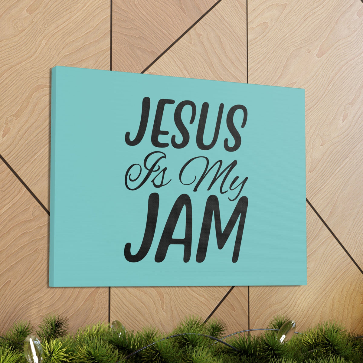 Scripture Walls Jesus Is My Jam Light Blue John 15:14 Bible Canvas Christian Wall Art Ready to Hang Unframed-Express Your Love Gifts