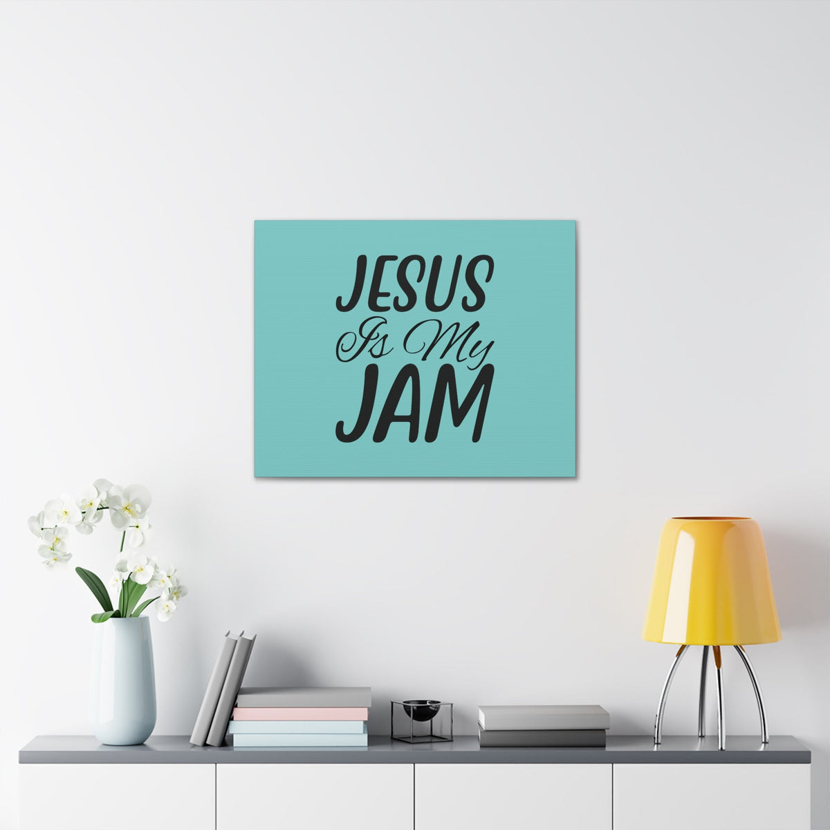 Scripture Walls Jesus Is My Jam Light Blue John 15:14 Bible Canvas Christian Wall Art Ready to Hang Unframed-Express Your Love Gifts