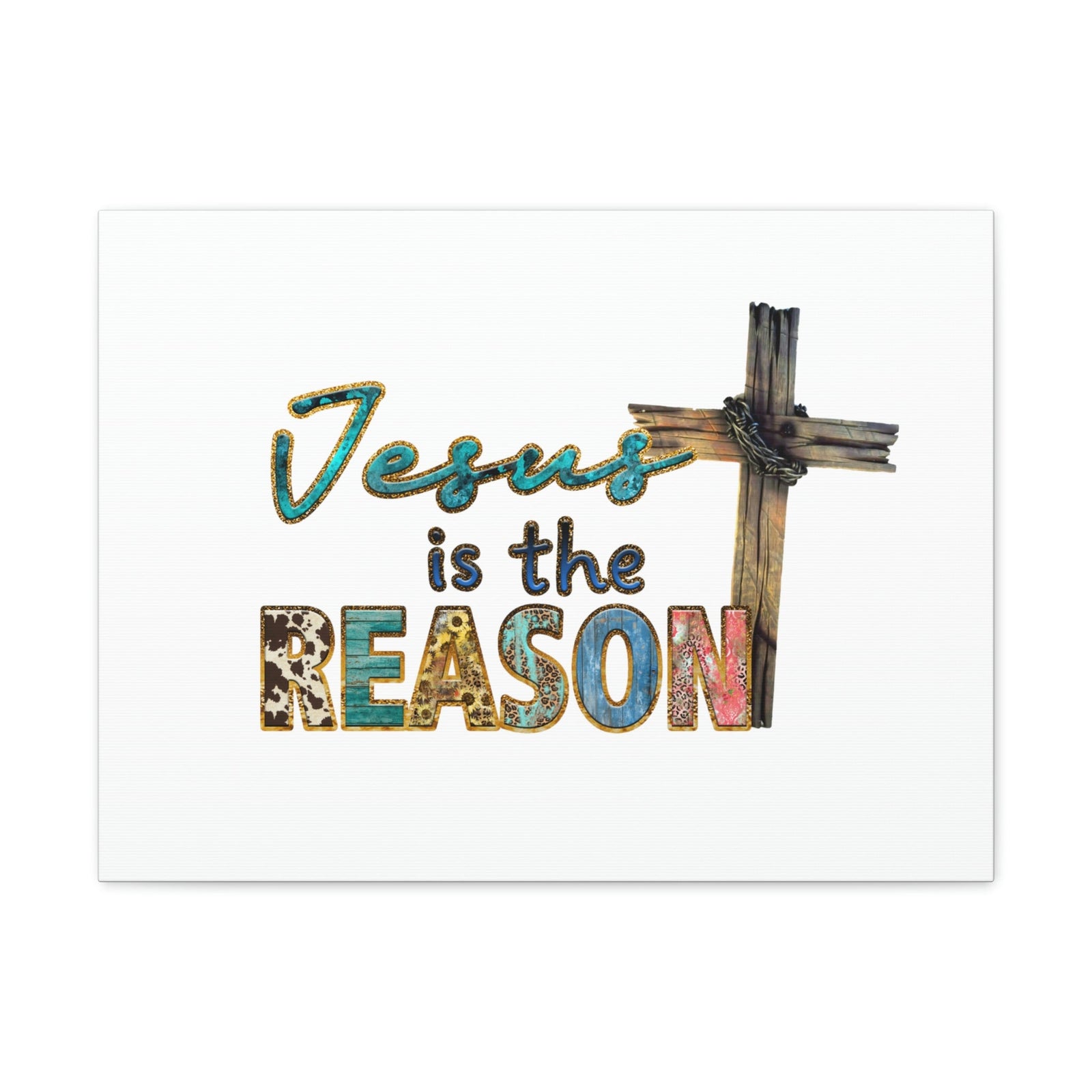 Scripture Walls Jesus Is The Reason Ephesians 2:8-9 Cross Christian Wall Art Bible Verse Print Ready to Hang Unframed-Express Your Love Gifts