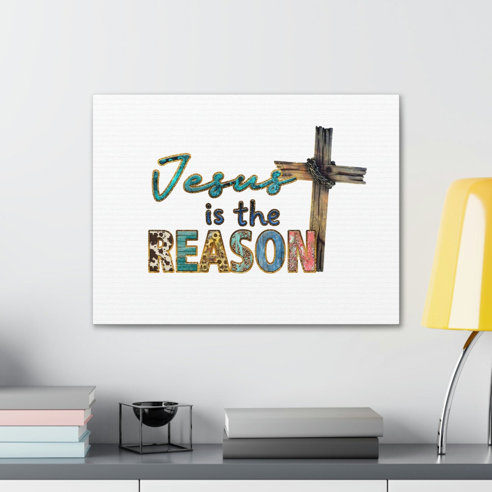 Scripture Walls Jesus Is The Reason Ephesians 2:8-9 Cross Christian Wall Art Bible Verse Print Ready to Hang Unframed-Express Your Love Gifts