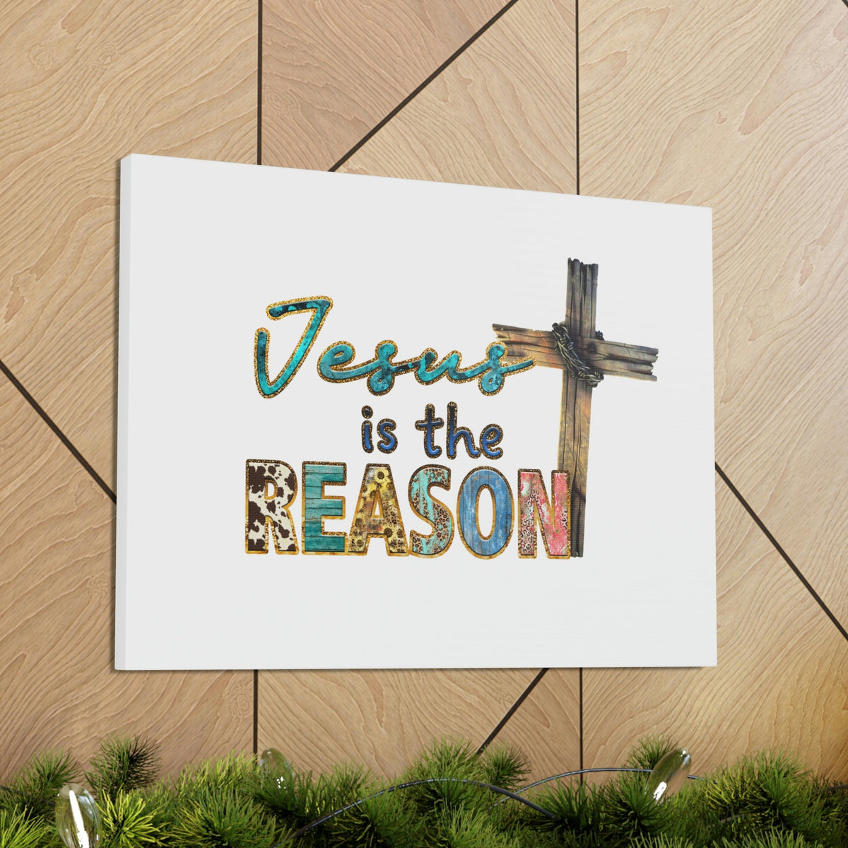 Scripture Walls Jesus Is The Reason Ephesians 2:8-9 Cross Christian Wall Art Bible Verse Print Ready to Hang Unframed-Express Your Love Gifts