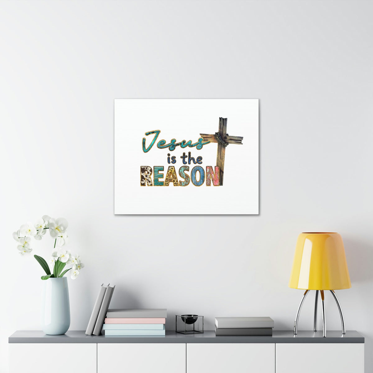 Scripture Walls Jesus Is The Reason Ephesians 2:8-9 Cross Christian Wall Art Bible Verse Print Ready to Hang Unframed-Express Your Love Gifts
