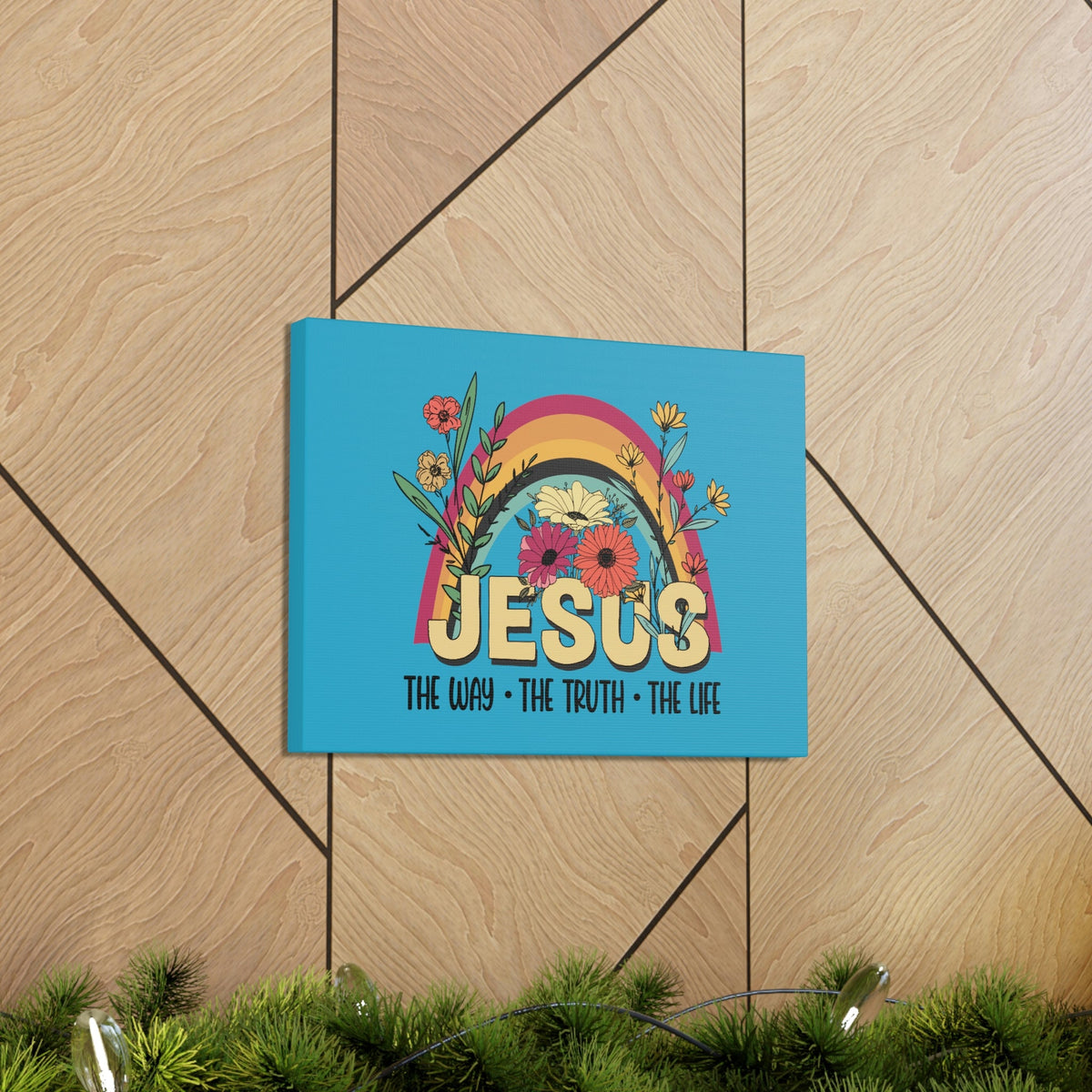 Scripture Walls Jesus John 14:6 Rainbow Flower Christian Wall Art Bible Verse Print Ready to Hang Unframed-Express Your Love Gifts