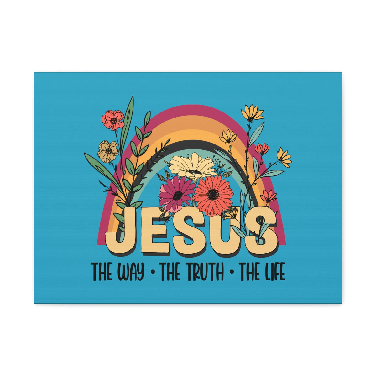 Scripture Walls Jesus John 14:6 Rainbow Flower Christian Wall Art Bible Verse Print Ready to Hang Unframed-Express Your Love Gifts