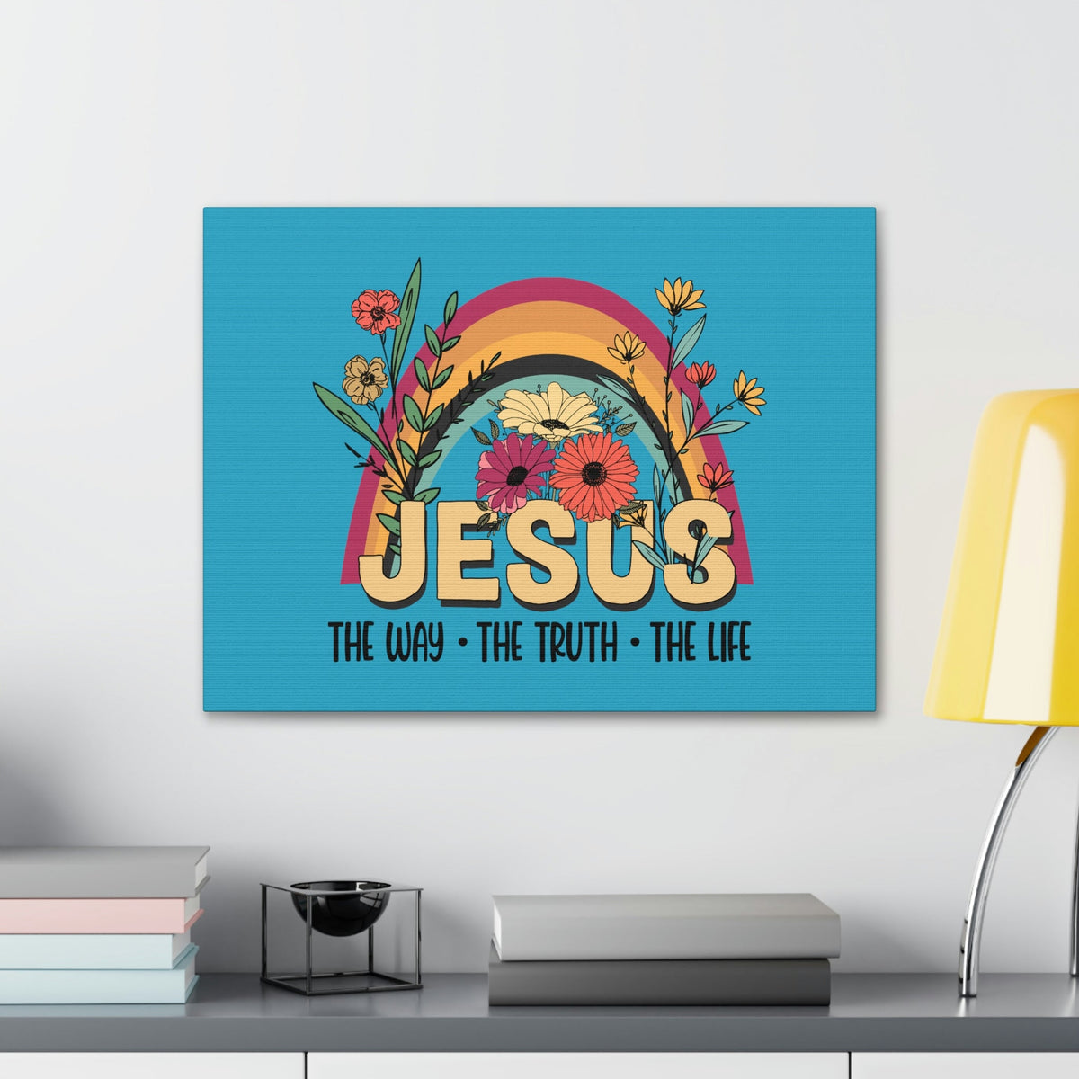 Scripture Walls Jesus John 14:6 Rainbow Flower Christian Wall Art Bible Verse Print Ready to Hang Unframed-Express Your Love Gifts