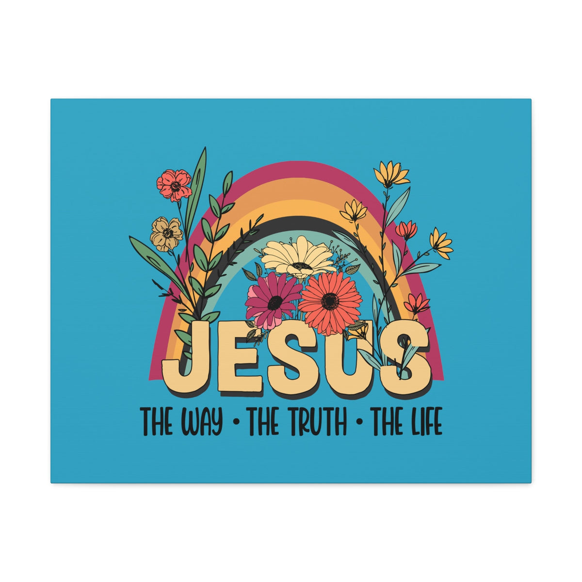 Scripture Walls Jesus John 14:6 Rainbow Flower Christian Wall Art Bible Verse Print Ready to Hang Unframed-Express Your Love Gifts