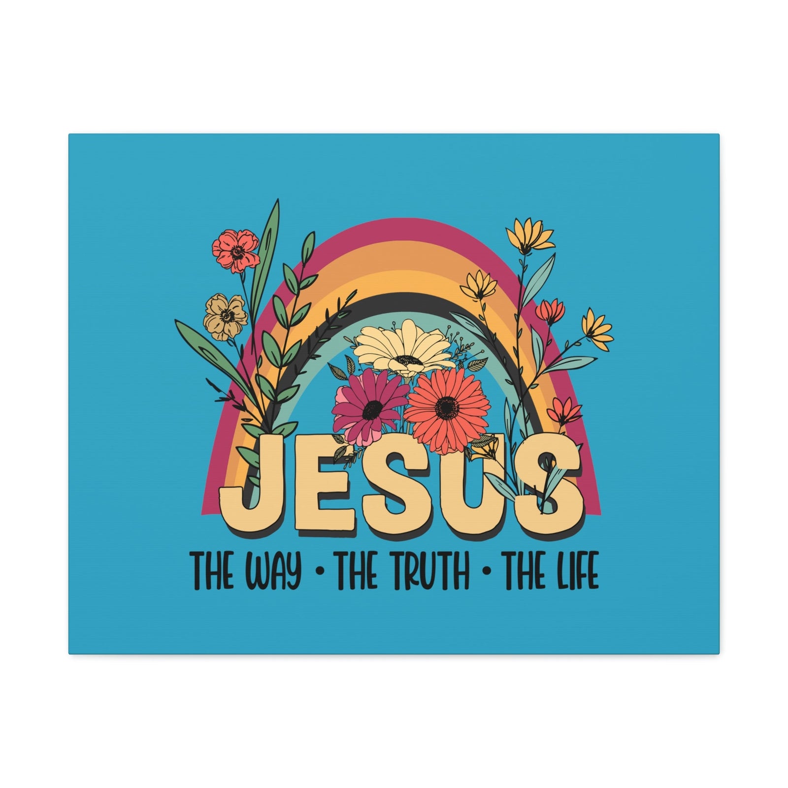 Scripture Walls Jesus John 14:6 Rainbow Flower Christian Wall Art Bible Verse Print Ready to Hang Unframed-Express Your Love Gifts