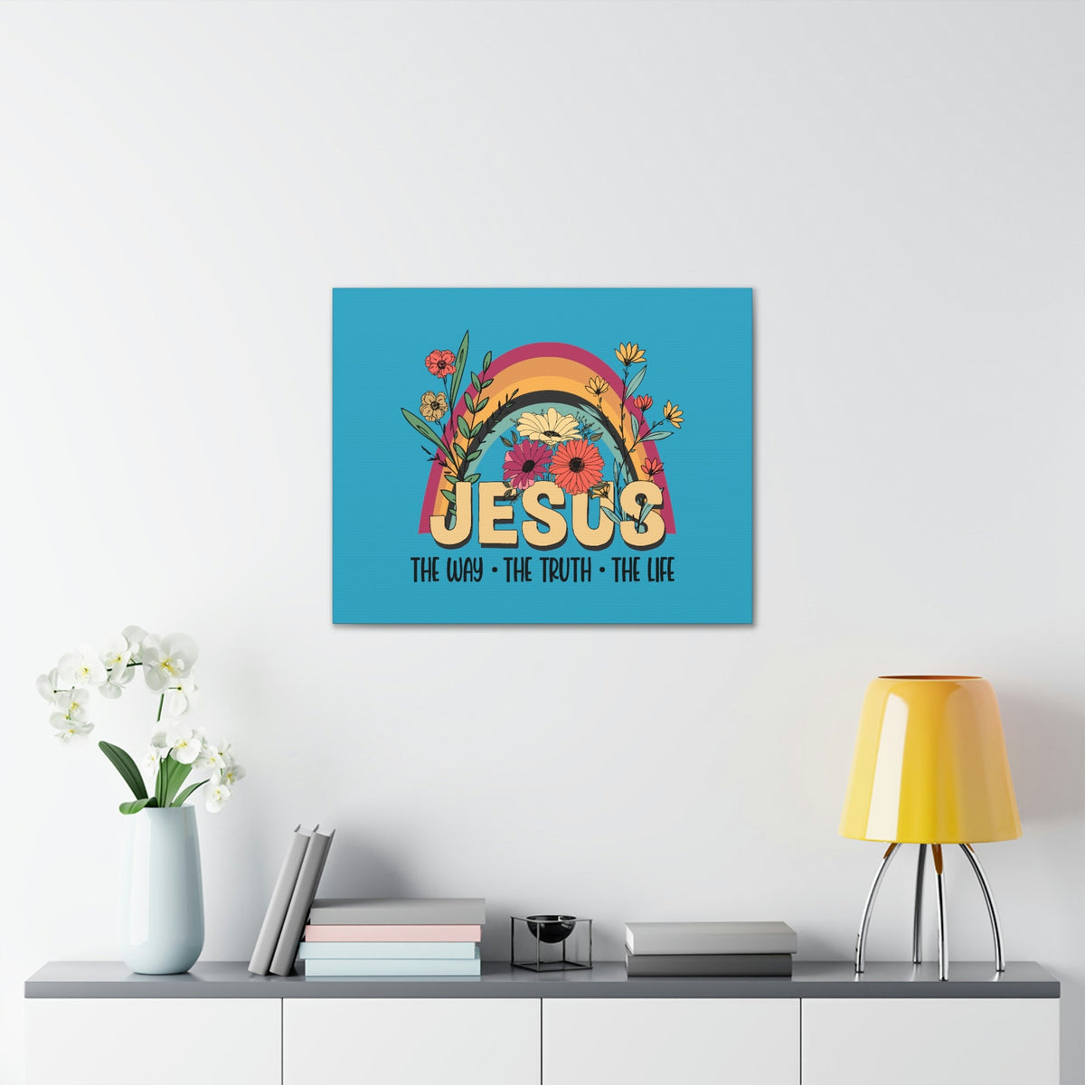 Scripture Walls Jesus John 14:6 Rainbow Flower Christian Wall Art Bible Verse Print Ready to Hang Unframed-Express Your Love Gifts