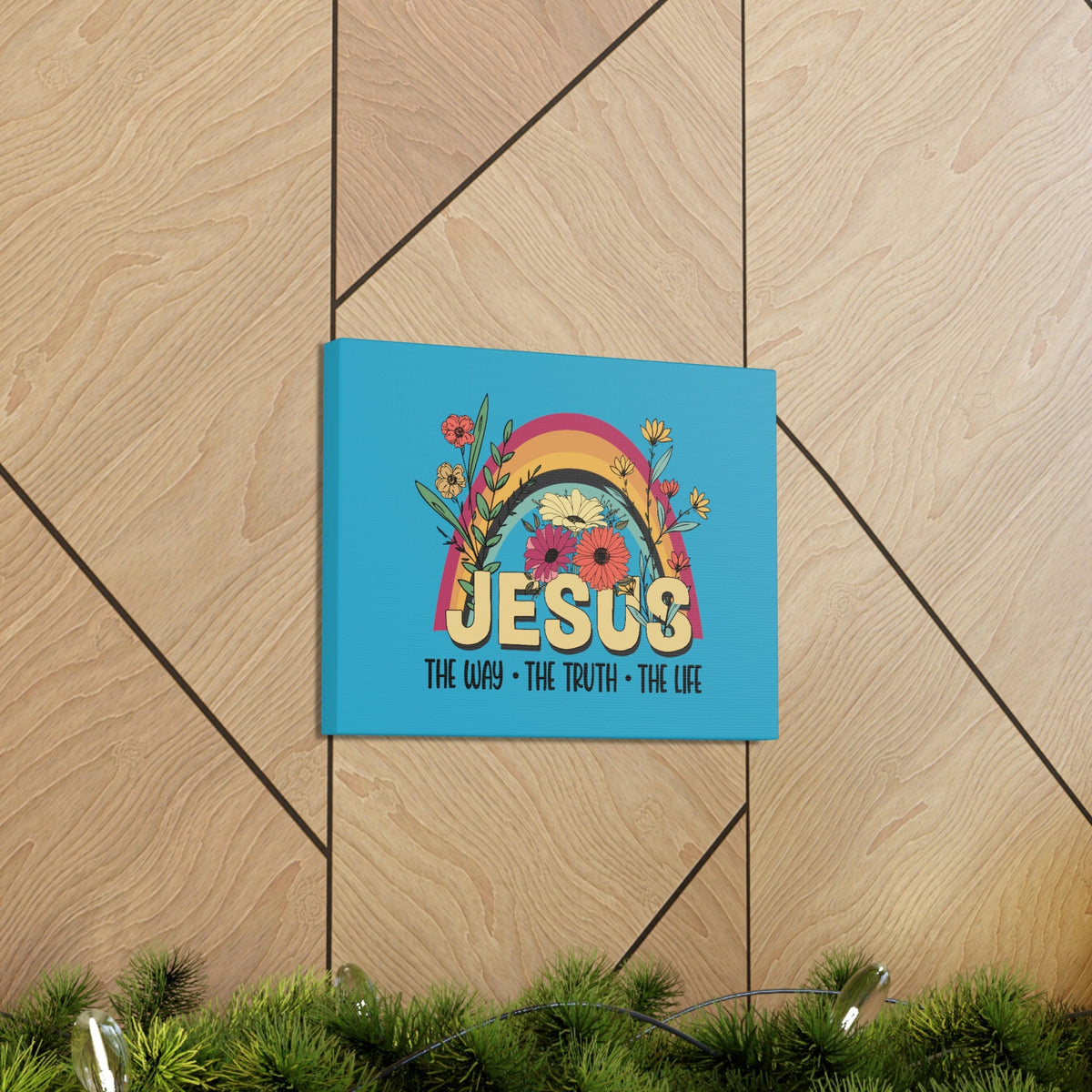 Scripture Walls Jesus John 14:6 Rainbow Flower Christian Wall Art Bible Verse Print Ready to Hang Unframed-Express Your Love Gifts