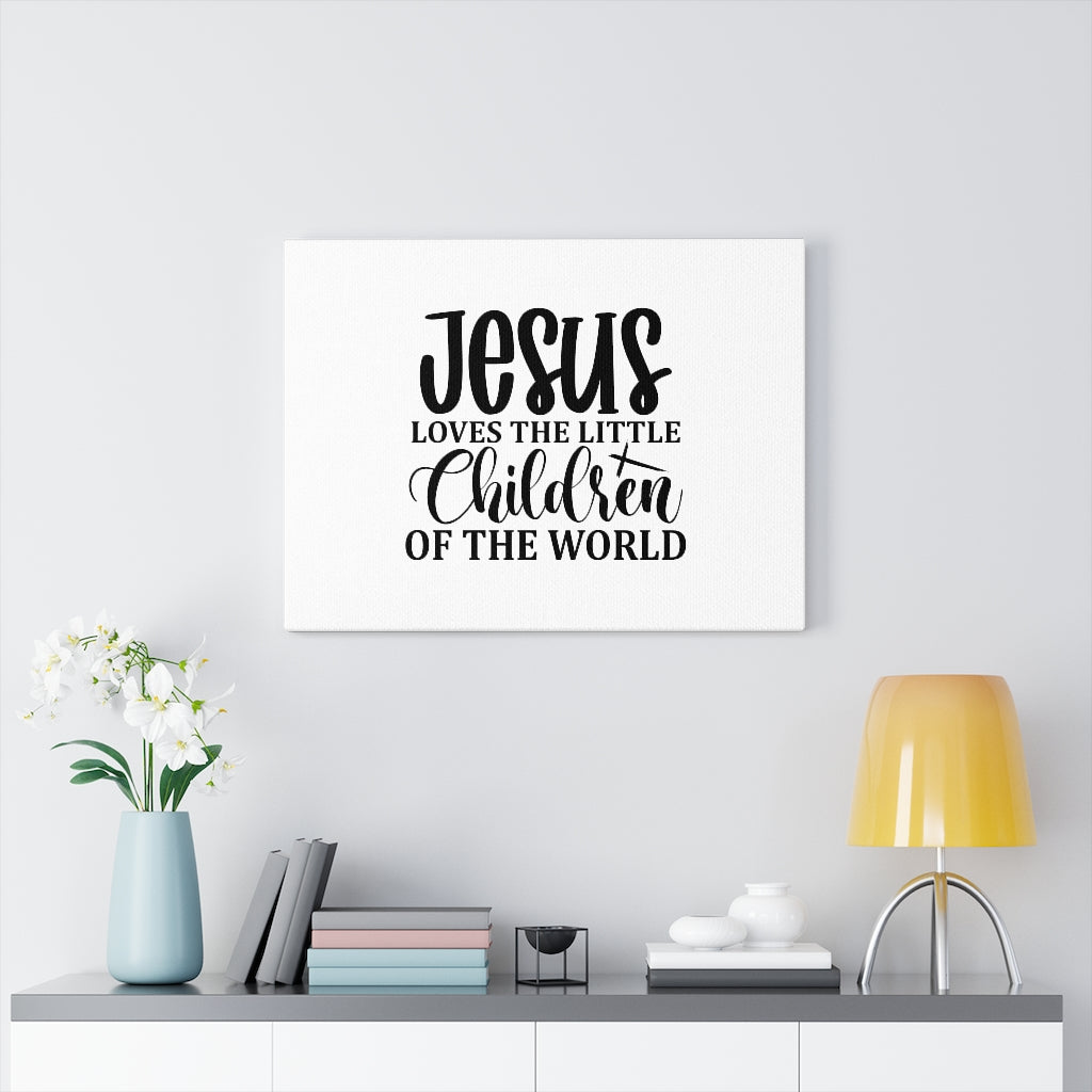 Scripture Walls Jesus Loves The Little Children Matthew 19:14 Bible Verse Canvas Christian Wall Art Ready to Hang Unframed-Express Your Love Gifts
