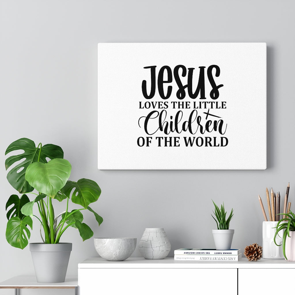 Scripture Walls Jesus Loves The Little Children Matthew 19:14 Bible Verse Canvas Christian Wall Art Ready to Hang Unframed-Express Your Love Gifts