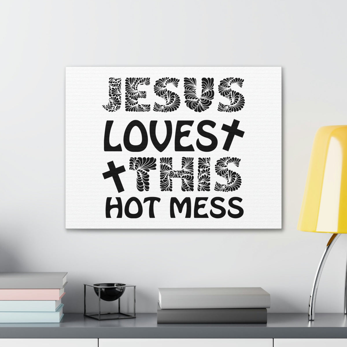 Scripture Walls Jesus Loves This Hot Mess LAMENTATIONS 3:22 Cross Christian Wall Art Print Ready to Hang Unframed-Express Your Love Gifts