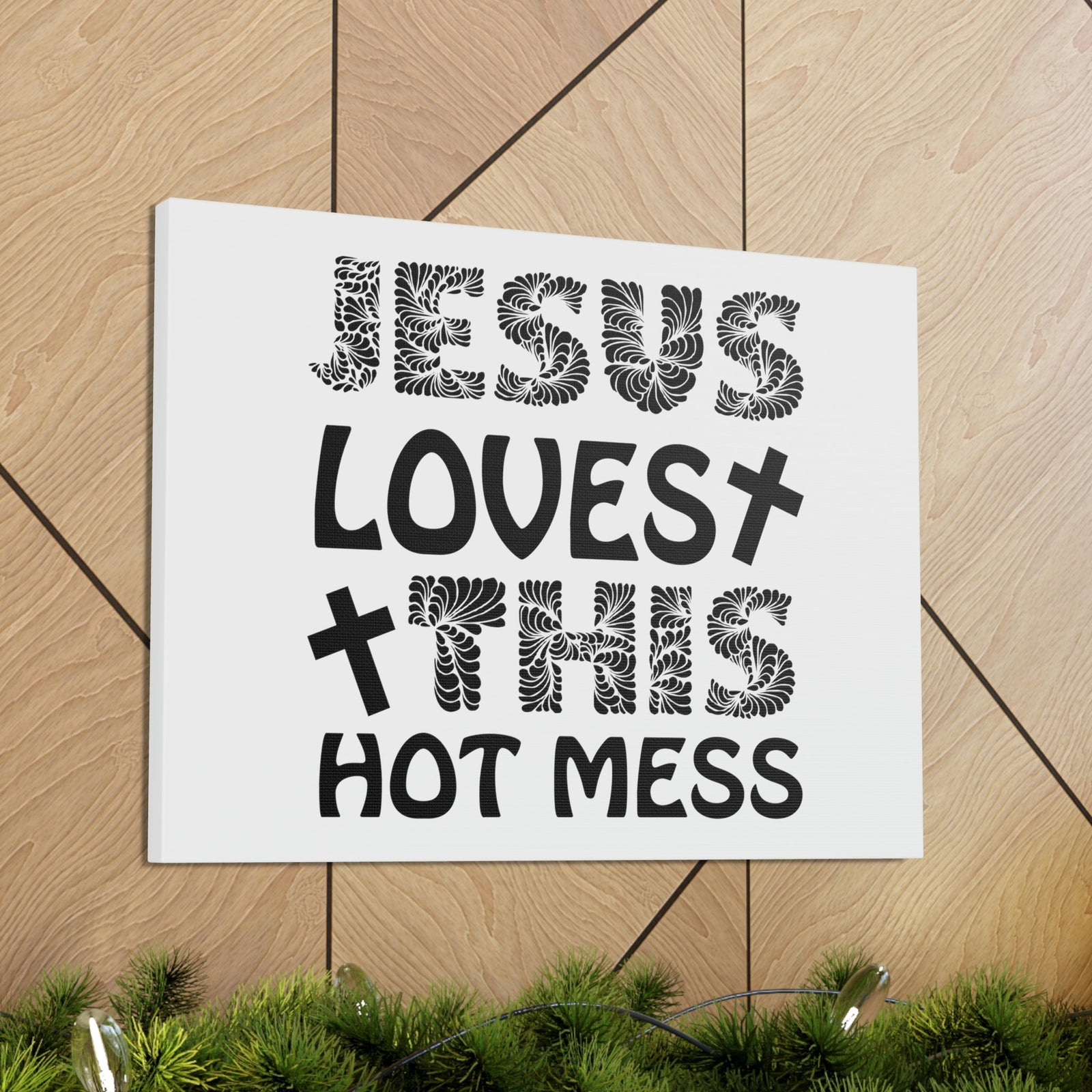 Scripture Walls Jesus Loves This Hot Mess LAMENTATIONS 3:22 Cross Christian Wall Art Print Ready to Hang Unframed-Express Your Love Gifts