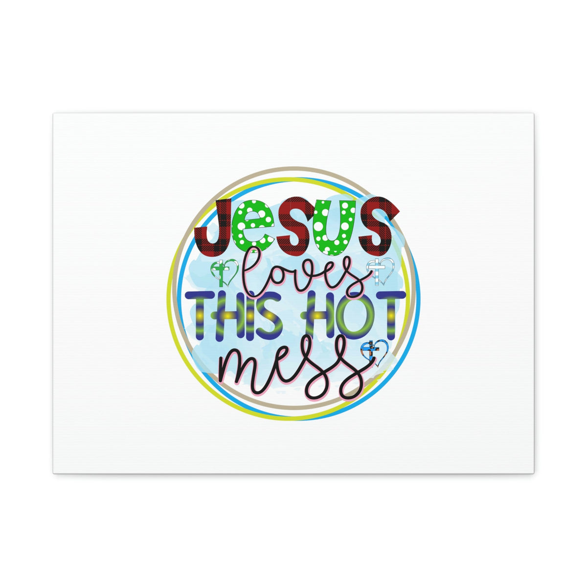Scripture Walls Jesus Loves This Hot Mess Romans 5:8 Christian Wall Art Bible Verse Print Ready to Hang Unframed-Express Your Love Gifts