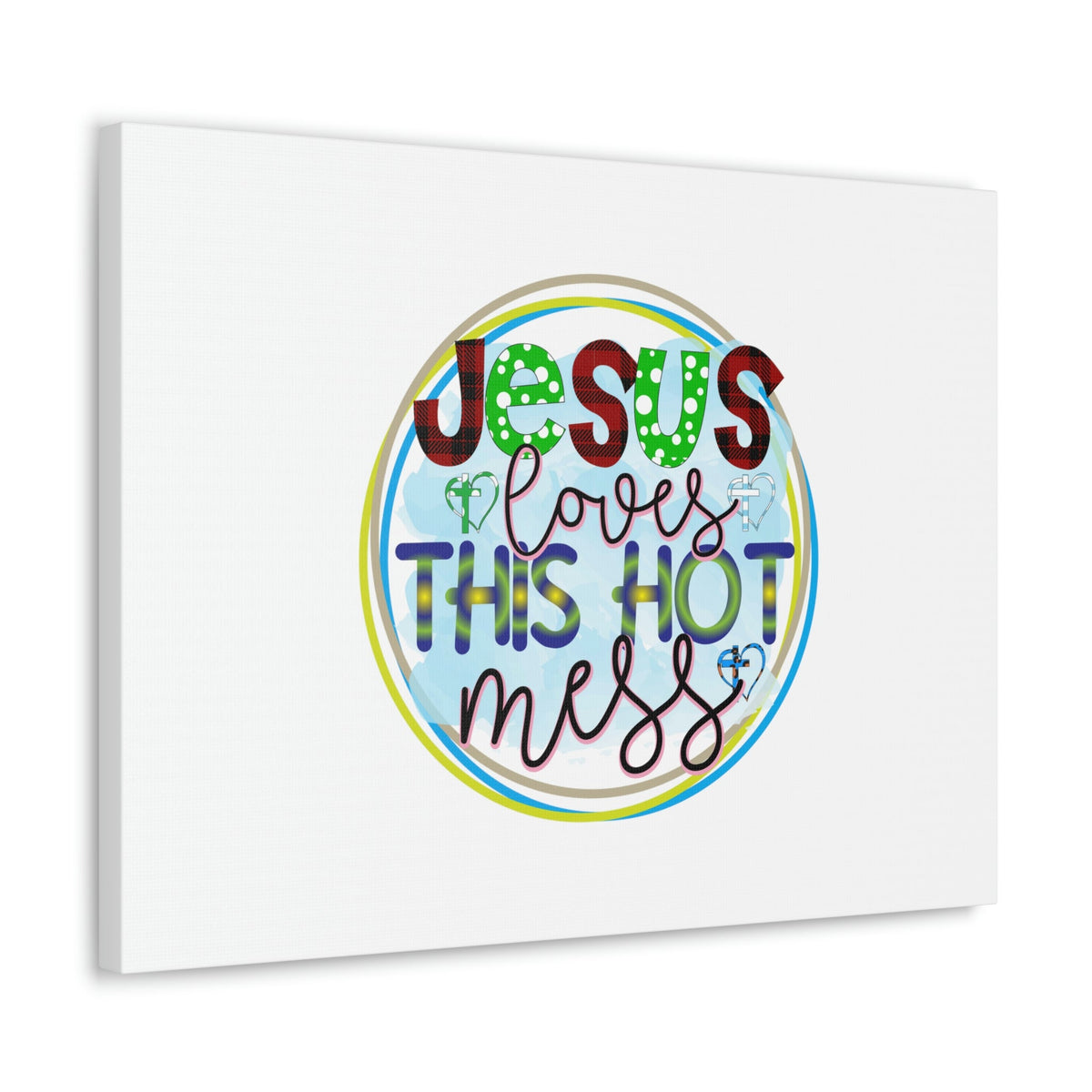 Scripture Walls Jesus Loves This Hot Mess Romans 5:8 Christian Wall Art Bible Verse Print Ready to Hang Unframed-Express Your Love Gifts