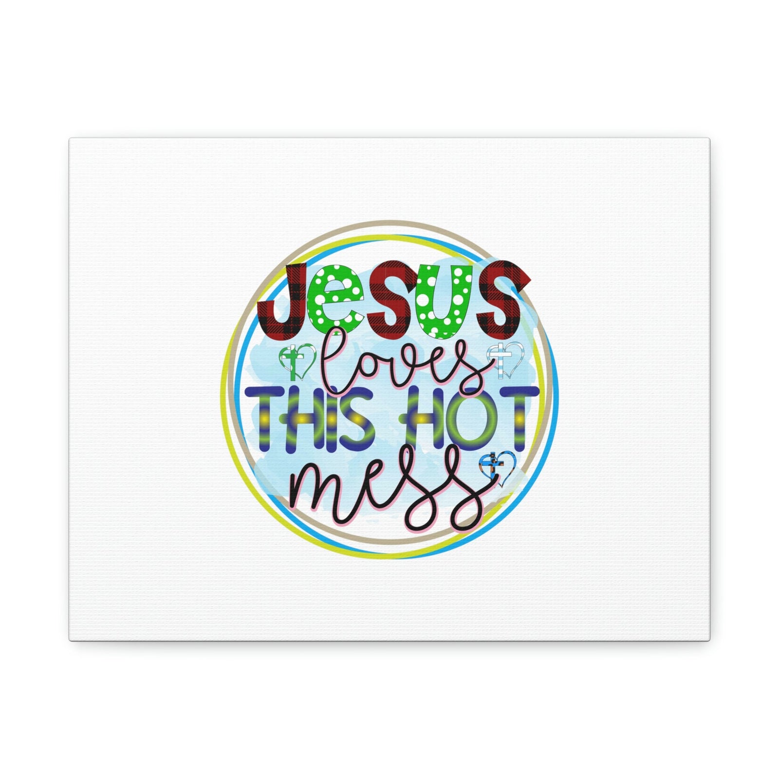 Scripture Walls Jesus Loves This Hot Mess Romans 5:8 Christian Wall Art Bible Verse Print Ready to Hang Unframed-Express Your Love Gifts