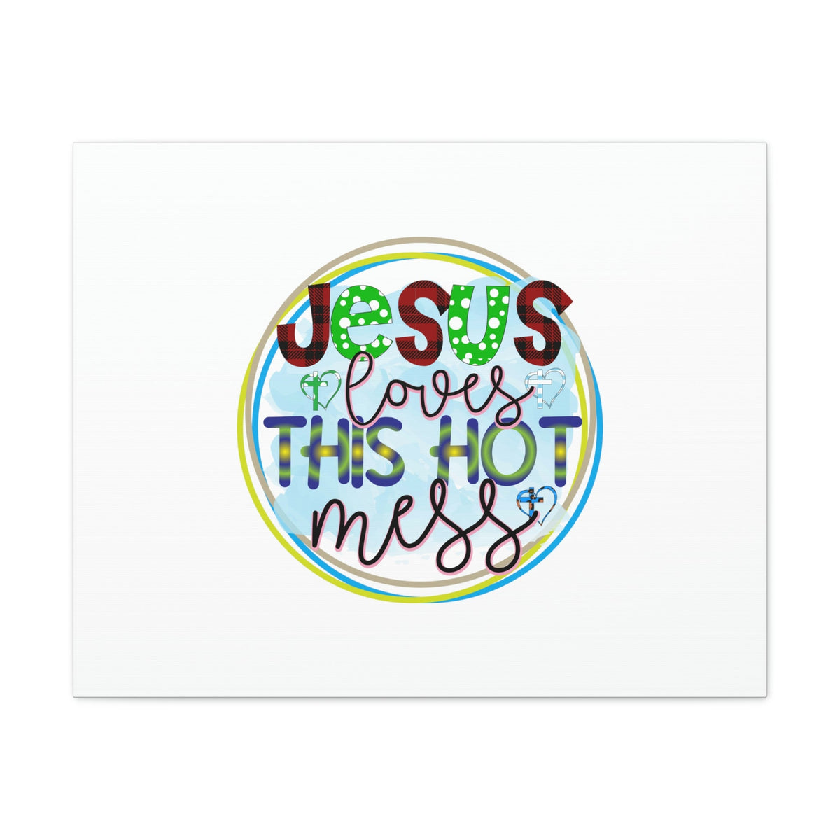 Scripture Walls Jesus Loves This Hot Mess Romans 5:8 Christian Wall Art Bible Verse Print Ready to Hang Unframed-Express Your Love Gifts