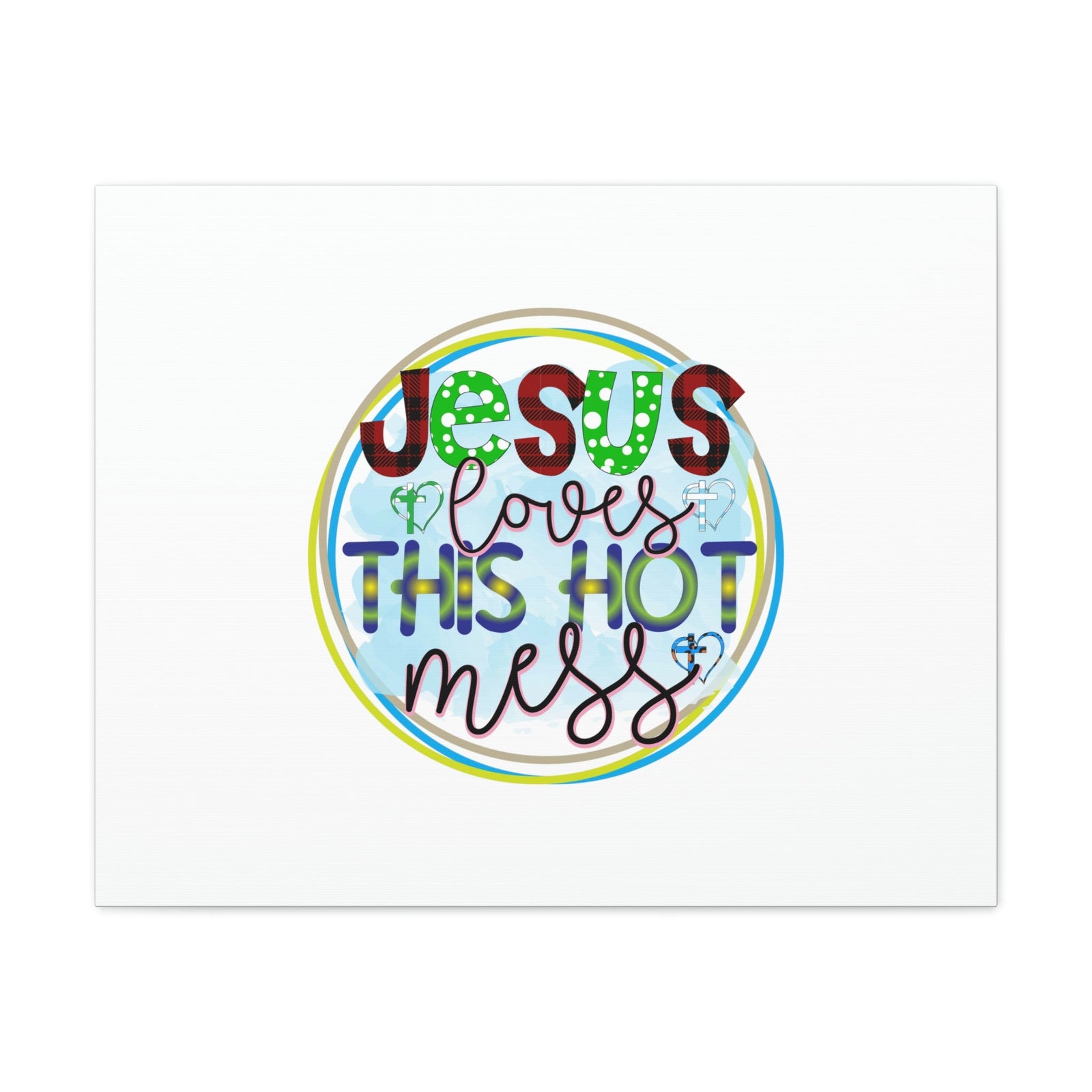 Scripture Walls Jesus Loves This Hot Mess Romans 5:8 Christian Wall Art Bible Verse Print Ready to Hang Unframed-Express Your Love Gifts