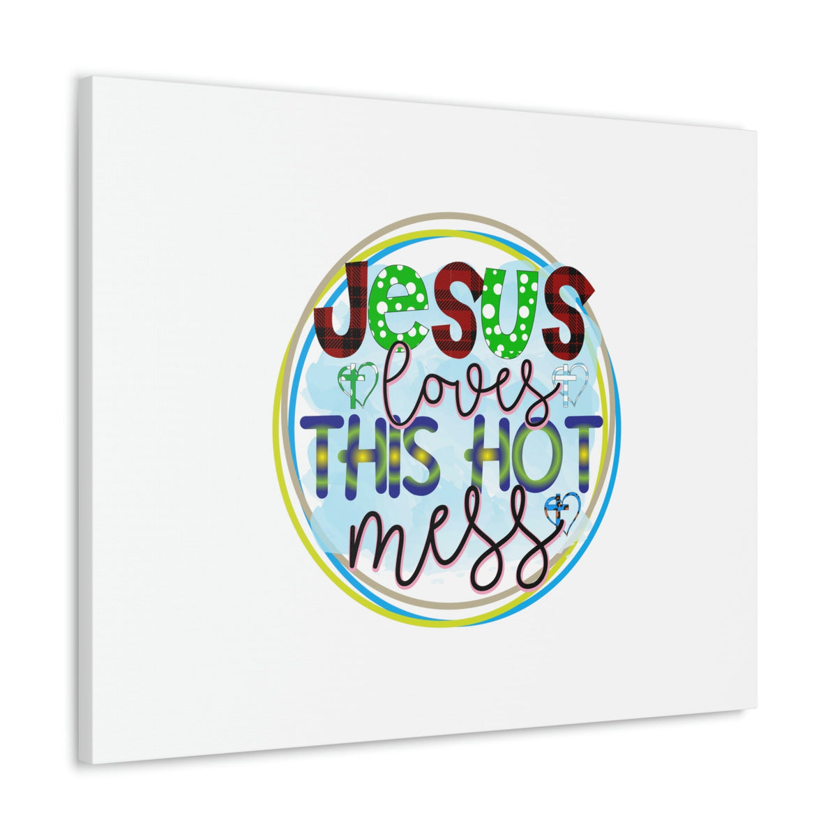 Scripture Walls Jesus Loves This Hot Mess Romans 5:8 Christian Wall Art Bible Verse Print Ready to Hang Unframed-Express Your Love Gifts