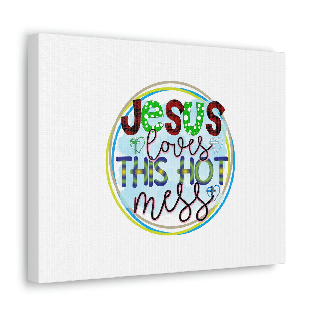 Scripture Walls Jesus Loves This Hot Mess Romans 5:8 Christian Wall Art Bible Verse Print Ready to Hang Unframed-Express Your Love Gifts