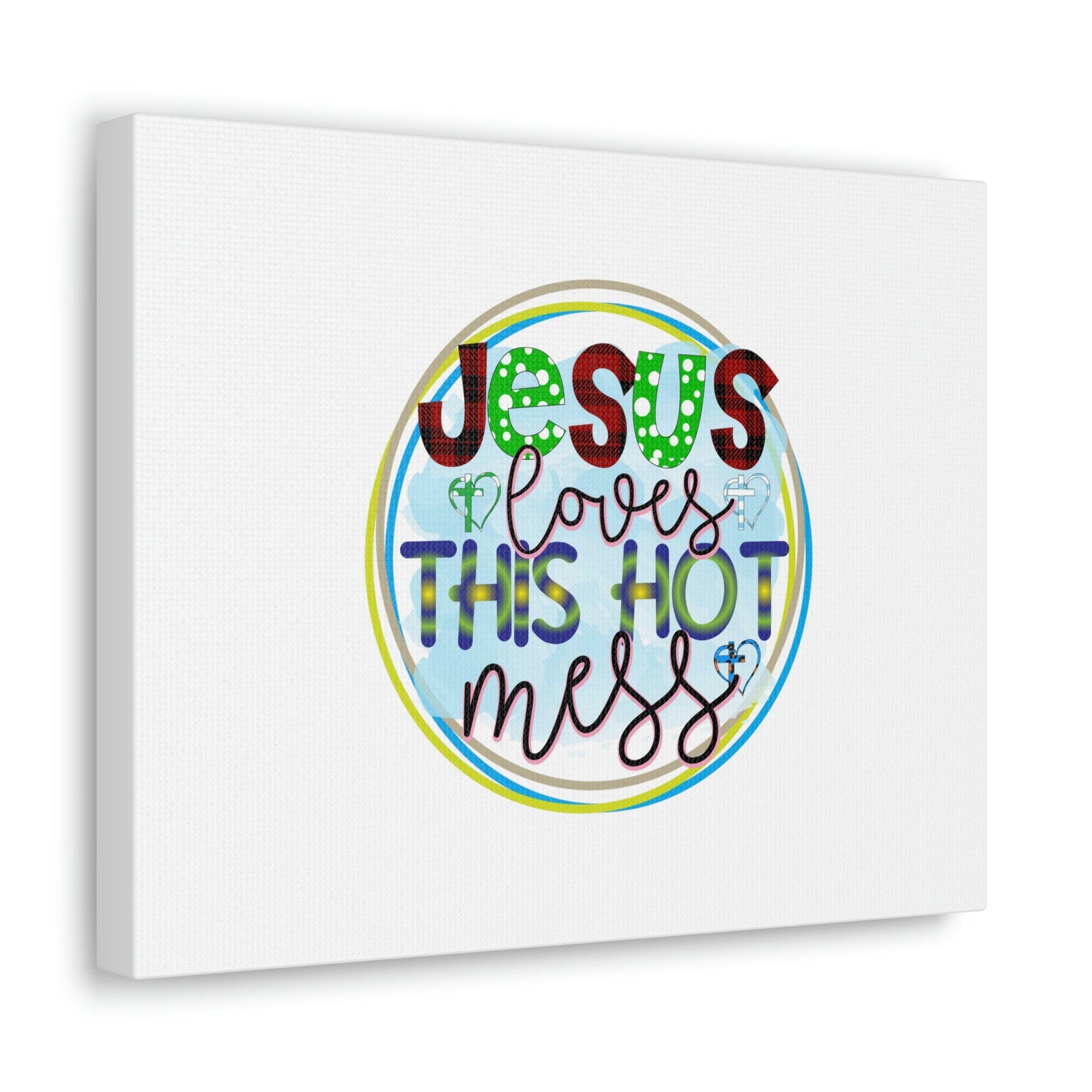 Scripture Walls Jesus Loves This Hot Mess Romans 5:8 Christian Wall Art Bible Verse Print Ready to Hang Unframed-Express Your Love Gifts
