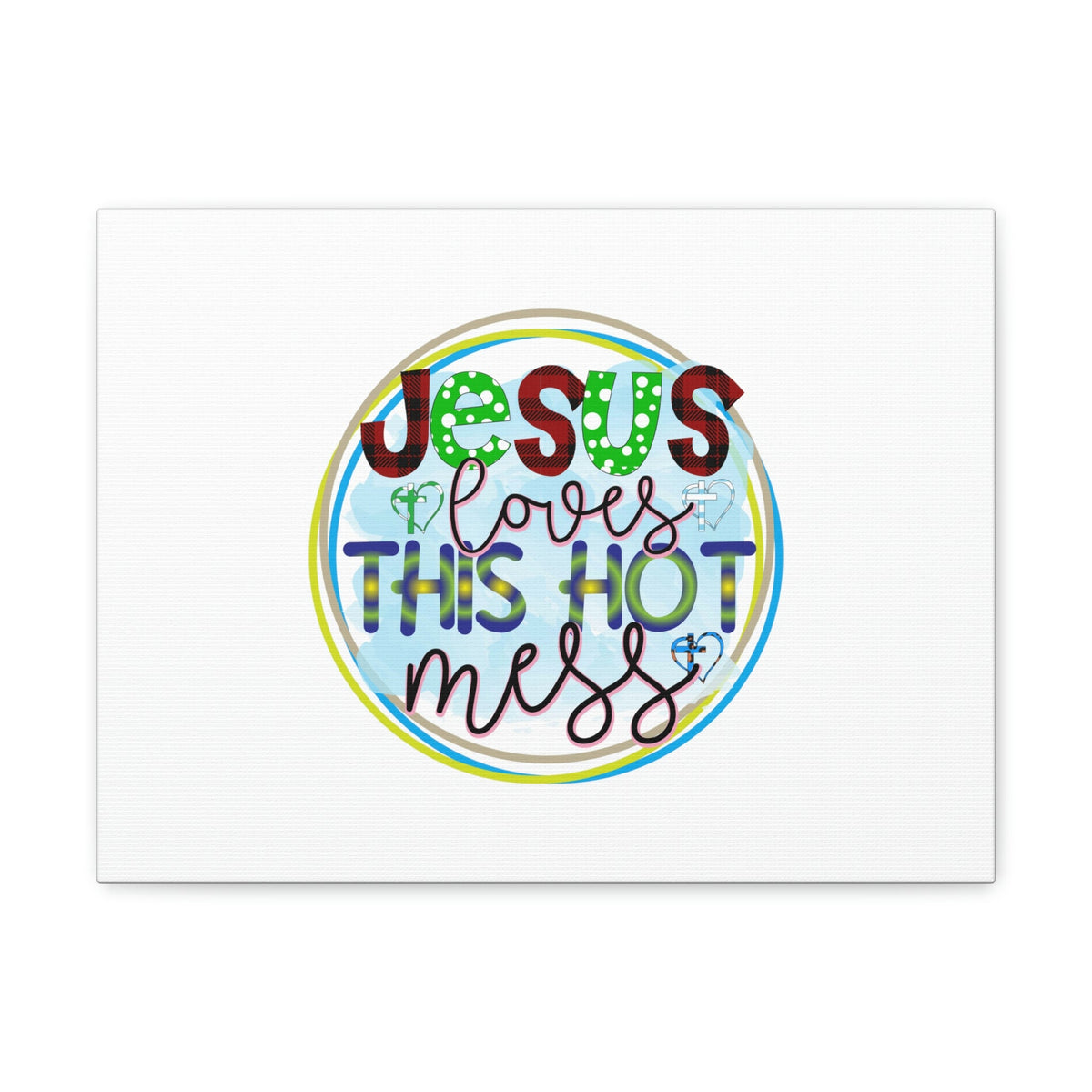 Scripture Walls Jesus Loves This Hot Mess Romans 5:8 Christian Wall Art Bible Verse Print Ready to Hang Unframed-Express Your Love Gifts