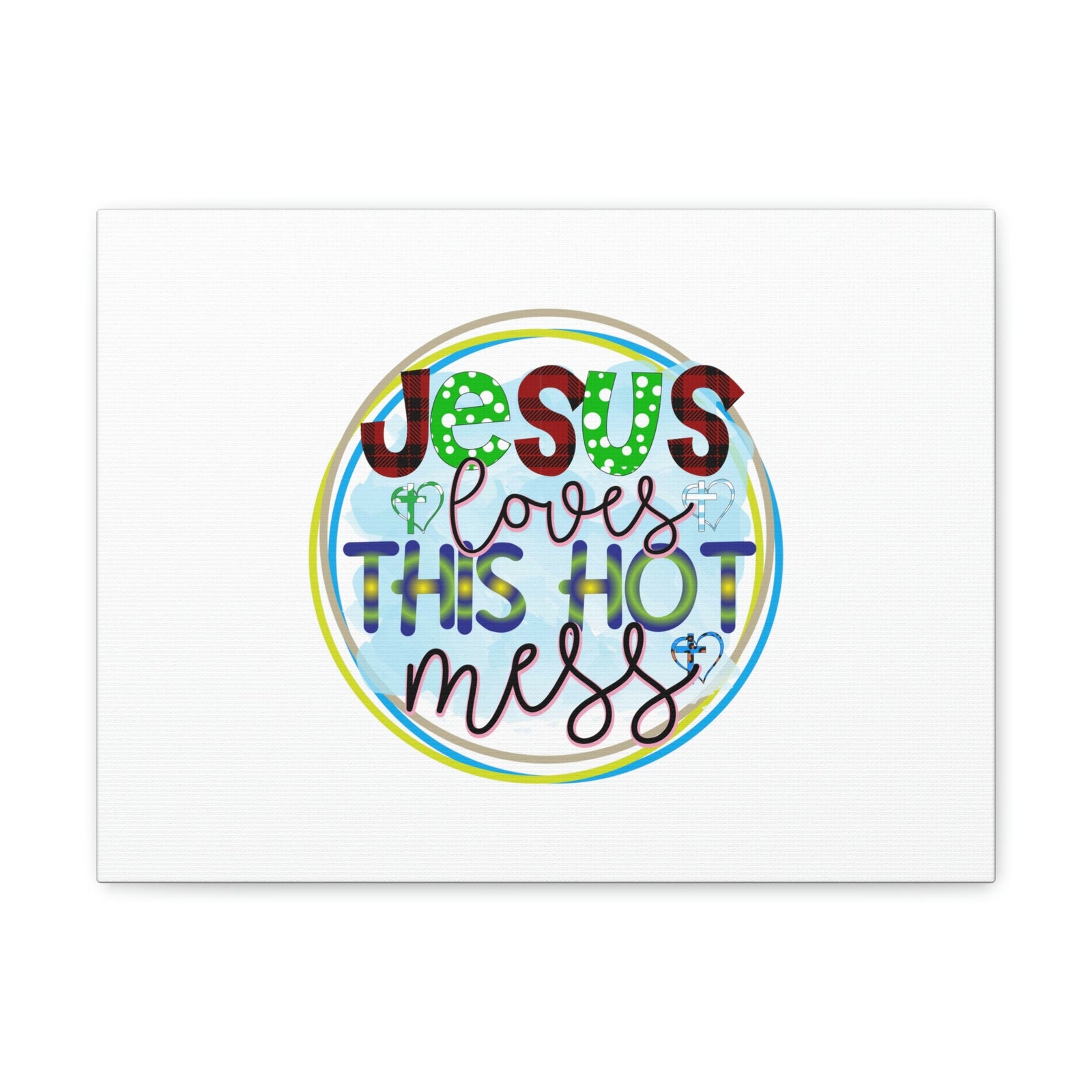 Scripture Walls Jesus Loves This Hot Mess Romans 5:8 Christian Wall Art Bible Verse Print Ready to Hang Unframed-Express Your Love Gifts