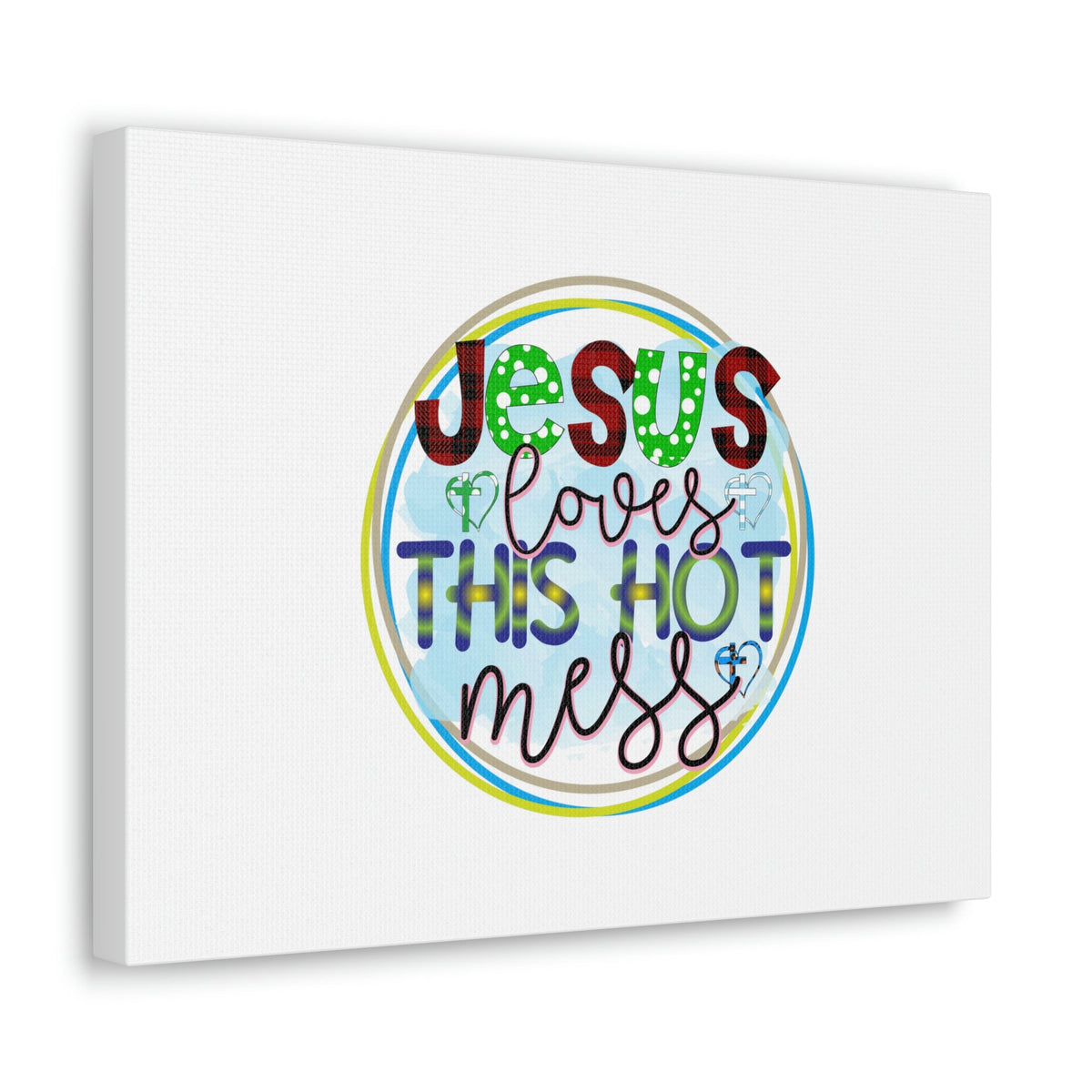 Scripture Walls Jesus Loves This Hot Mess Romans 5:8 Christian Wall Art Bible Verse Print Ready to Hang Unframed-Express Your Love Gifts