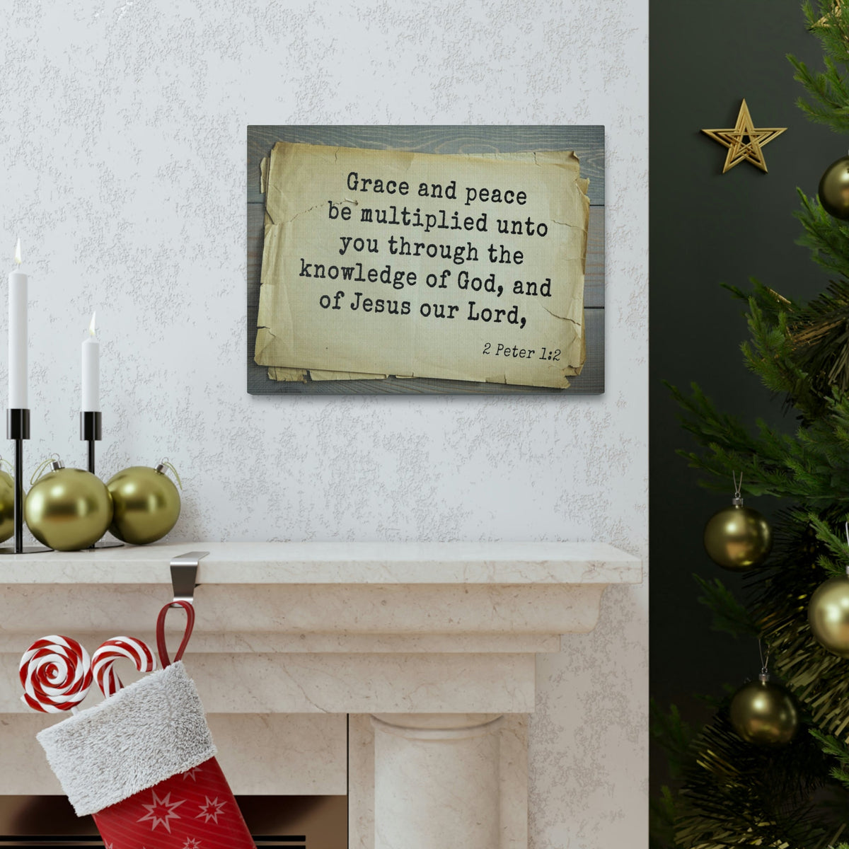 Scripture Walls Jesus Our Lord 2 Peter 1:2 Bible Verse Canvas Christian Wall Art Bible Verse Print Ready To Hang Unframed-Express Your Love Gifts