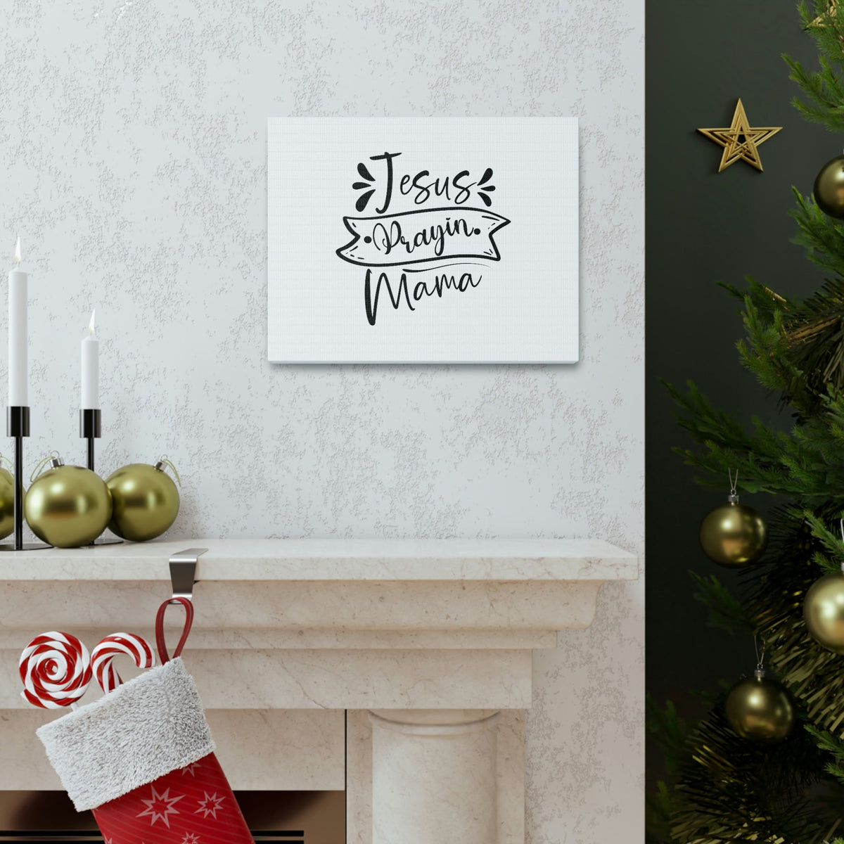 Scripture Walls Jesus Prayin Mama Proverbs 22:6 Banner Christian Wall Art Bible Verse Print Ready to Hang Unframed-Express Your Love Gifts