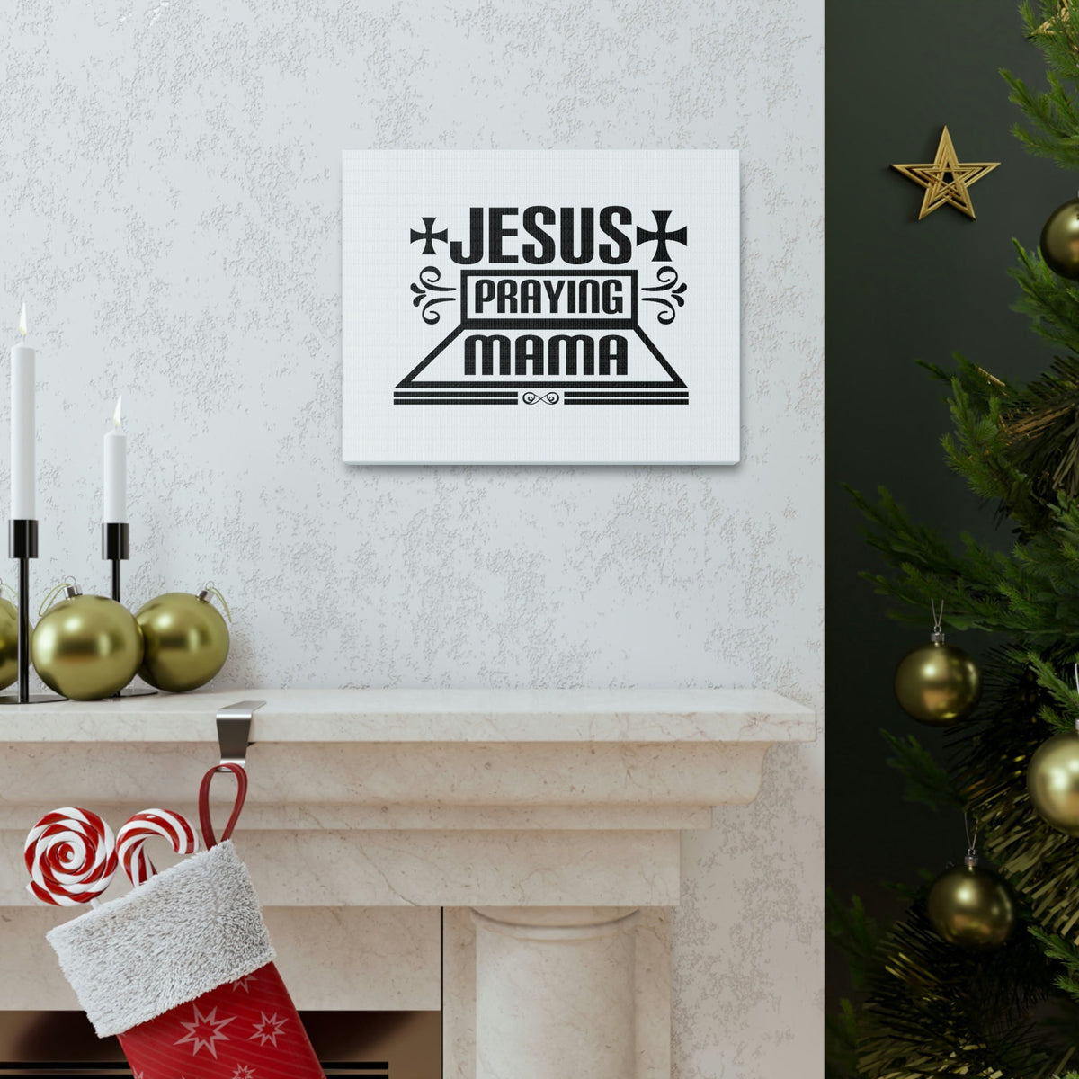 Scripture Walls Jesus Praying Mama Acts 1:14 Cross Christian Wall Art Bible Verse Print Ready to Hang Unframed-Express Your Love Gifts