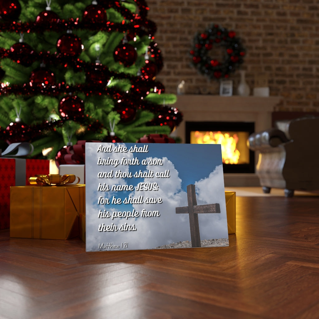 Scripture Walls Jesus Save His People Matthew 1:21 Bible Verse Canvas Christian Wall Art Ready to Hang Unframed-Express Your Love Gifts