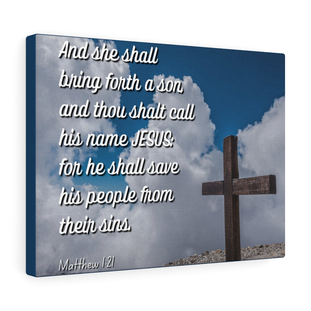 Scripture Walls Jesus Save His People Matthew 1:21 Bible Verse Canvas Christian Wall Art Ready to Hang Unframed-Express Your Love Gifts