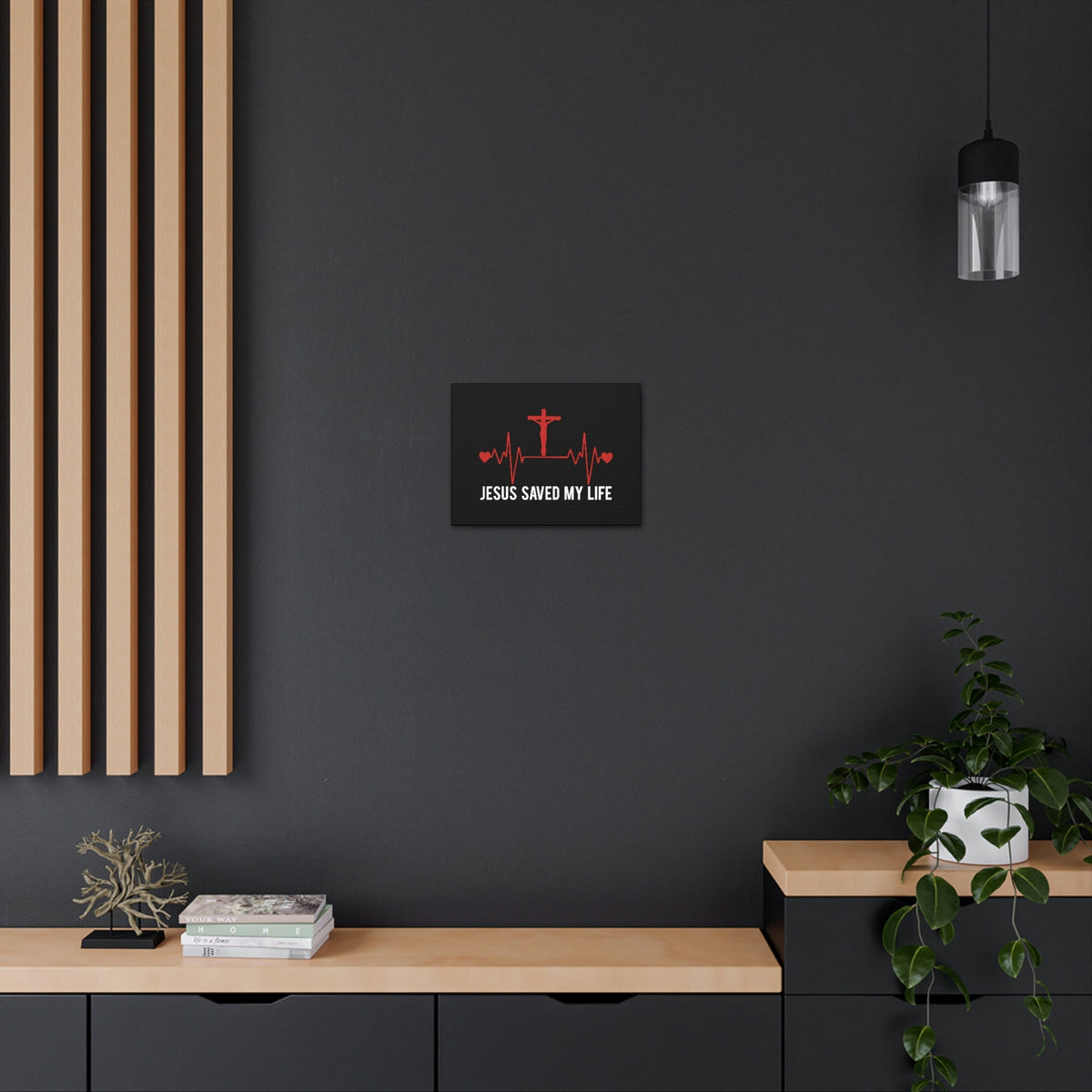 Scripture Walls Jesus Saved My Life Ephesians 2:8 Heartbeat Christian Wall Art Bible Verse Print Ready to Hang Unframed-Express Your Love Gifts