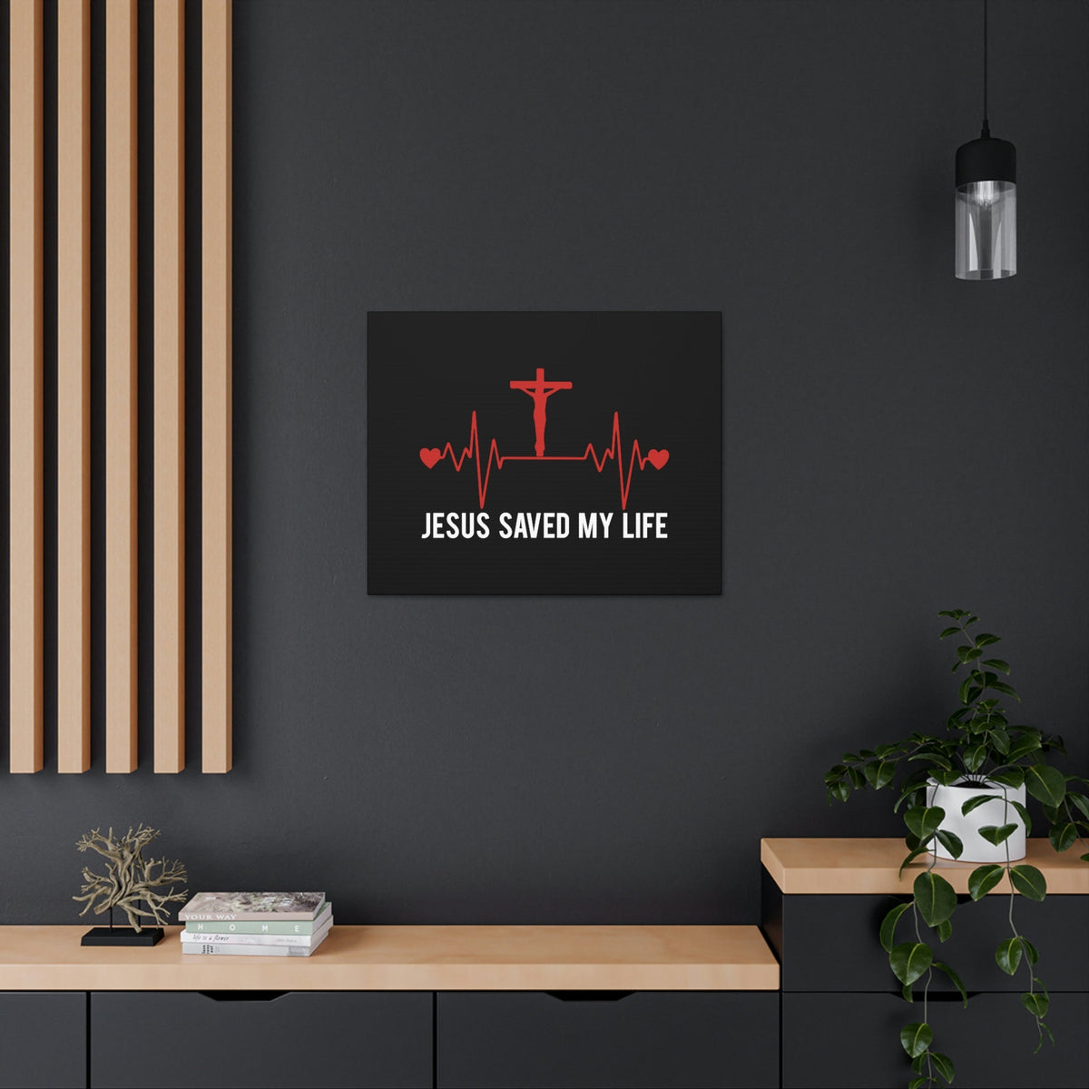 Scripture Walls Jesus Saved My Life Ephesians 2:8 Heartbeat Christian Wall Art Bible Verse Print Ready to Hang Unframed-Express Your Love Gifts