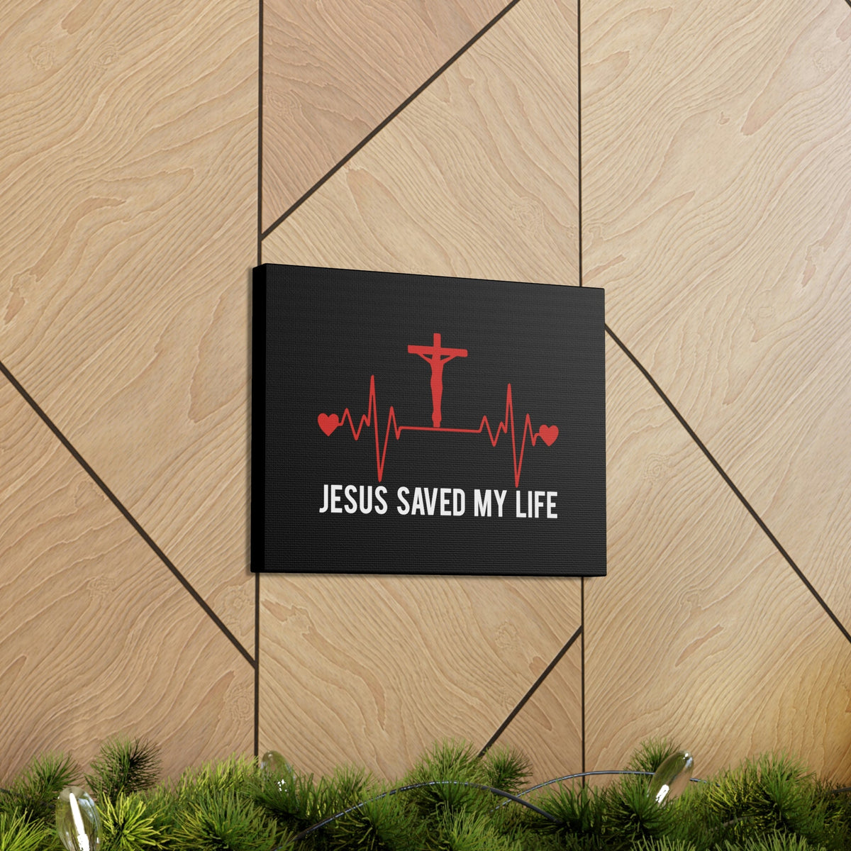 Scripture Walls Jesus Saved My Life Ephesians 2:8 Heartbeat Christian Wall Art Bible Verse Print Ready to Hang Unframed-Express Your Love Gifts