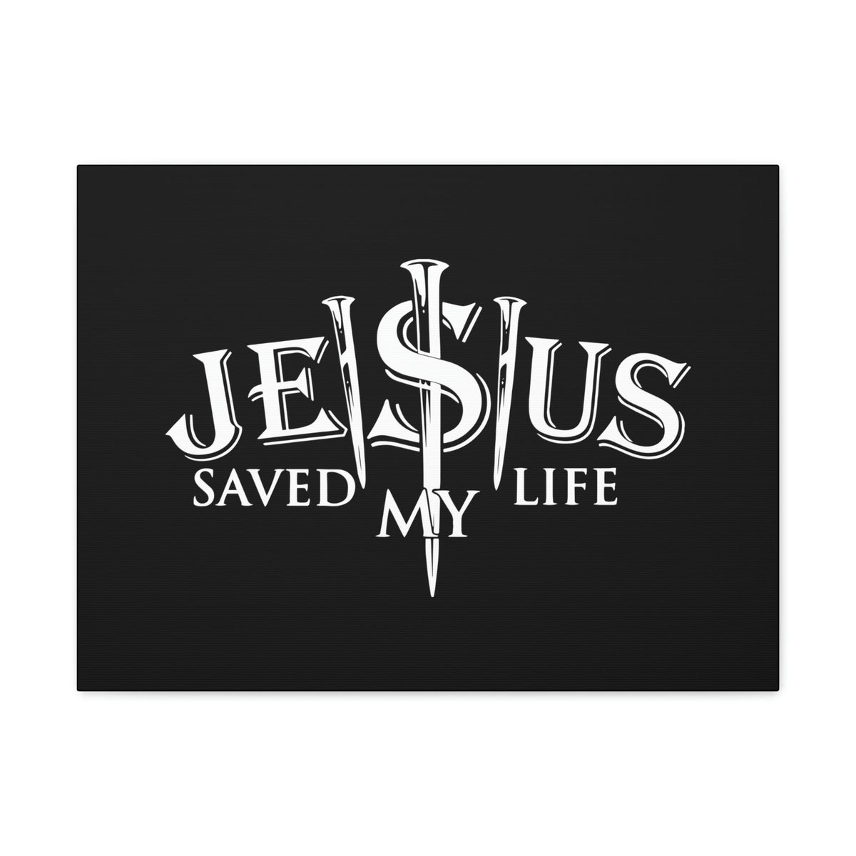 Scripture Walls Jesus Saved My Life John 3:16 Black Christian Wall Art Bible Verse Print Ready to Hang Unframed-Express Your Love Gifts