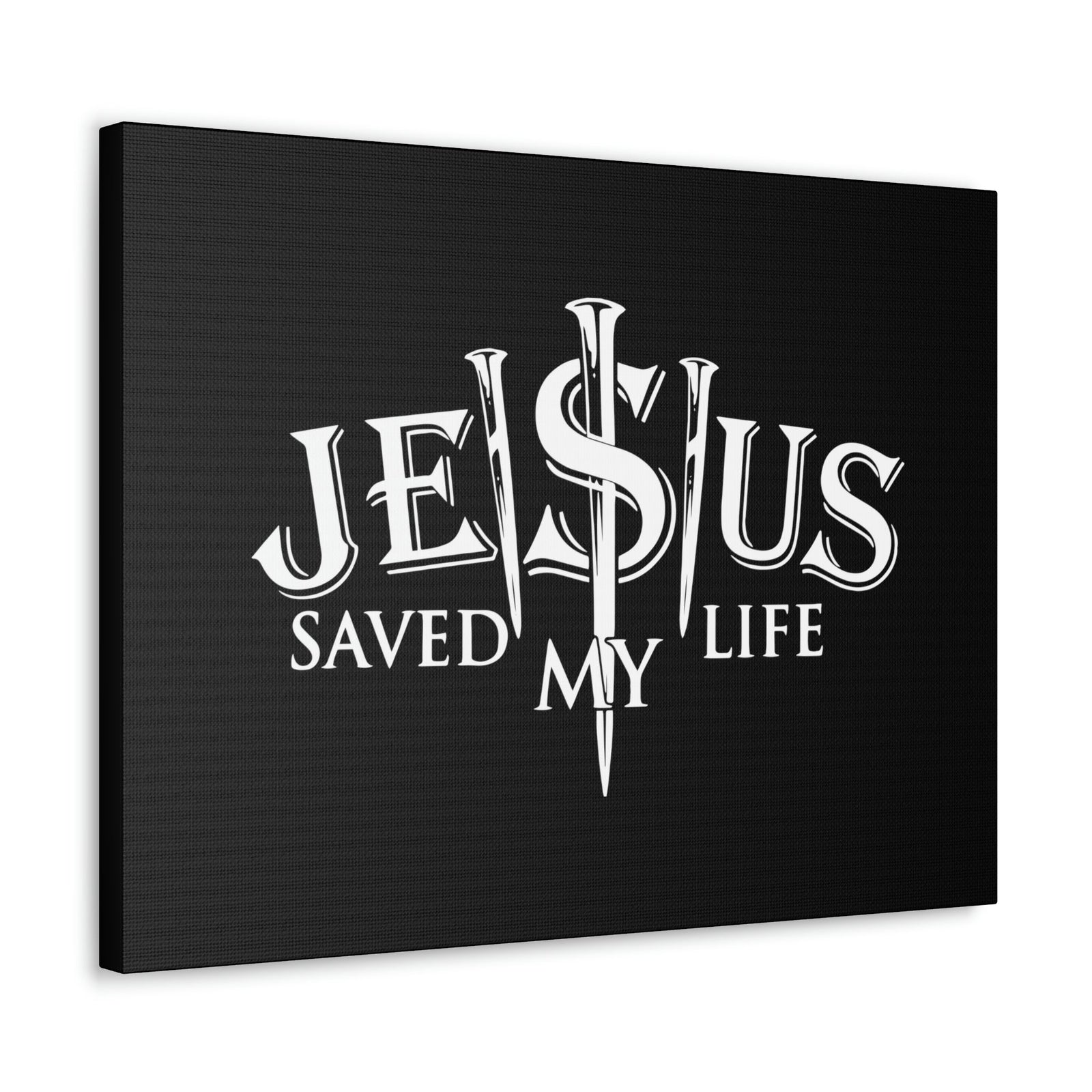 Scripture Walls Jesus Saved My Life John 3:16 Black Christian Wall Art Bible Verse Print Ready to Hang Unframed-Express Your Love Gifts