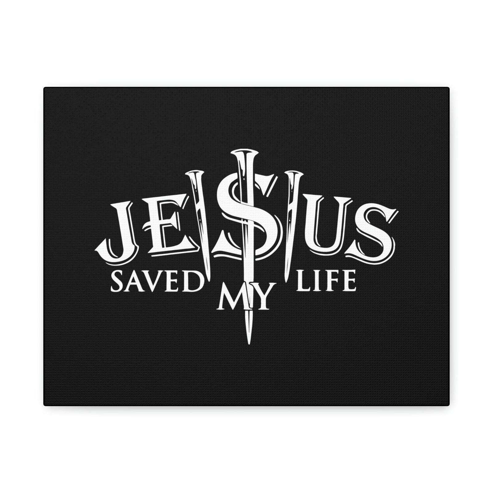 Scripture Walls Jesus Saved My Life John 3:16 Black Christian Wall Art Bible Verse Print Ready to Hang Unframed-Express Your Love Gifts