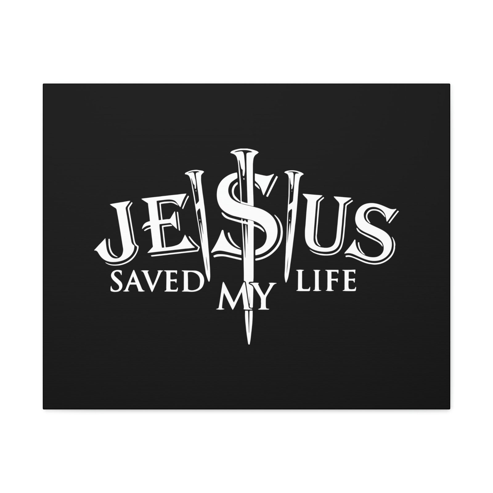 Scripture Walls Jesus Saved My Life John 3:16 Black Christian Wall Art Bible Verse Print Ready to Hang Unframed-Express Your Love Gifts