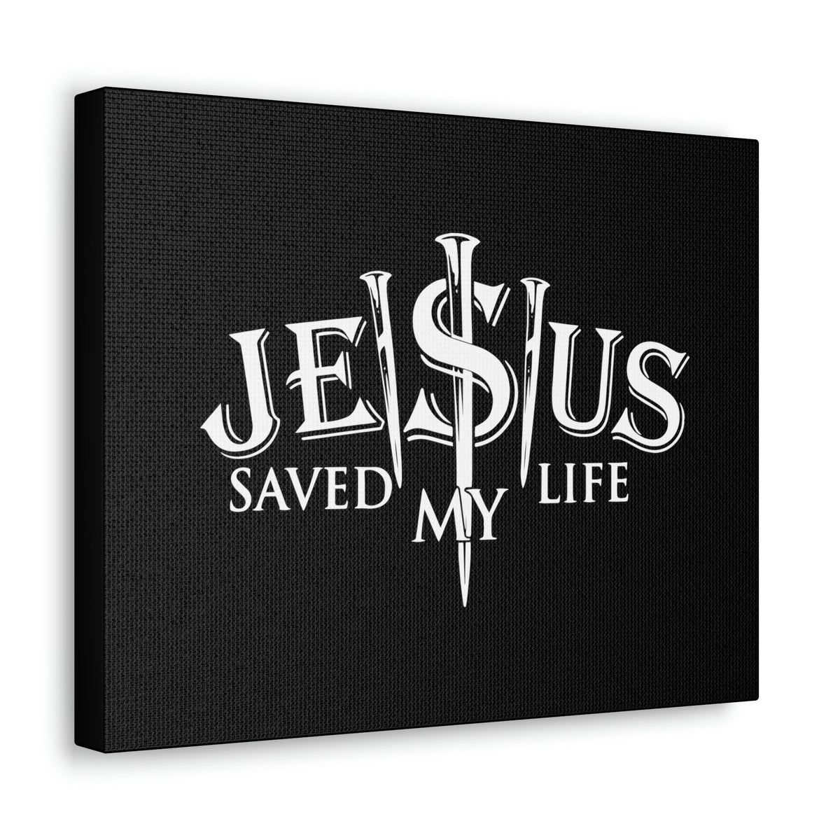 Scripture Walls Jesus Saved My Life John 3:16 Black Christian Wall Art Bible Verse Print Ready to Hang Unframed-Express Your Love Gifts