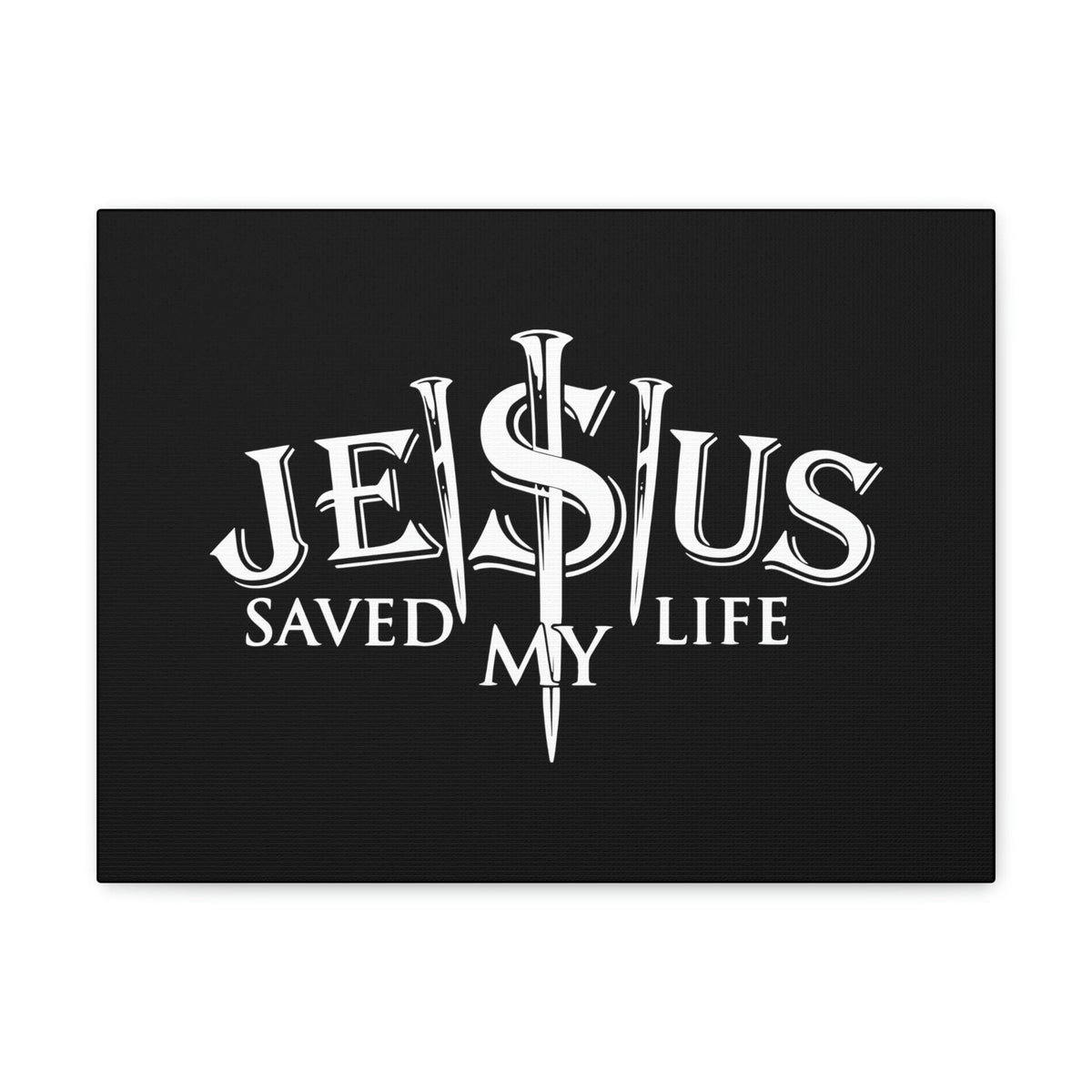 Scripture Walls Jesus Saved My Life John 3:16 Black Christian Wall Art Bible Verse Print Ready to Hang Unframed-Express Your Love Gifts