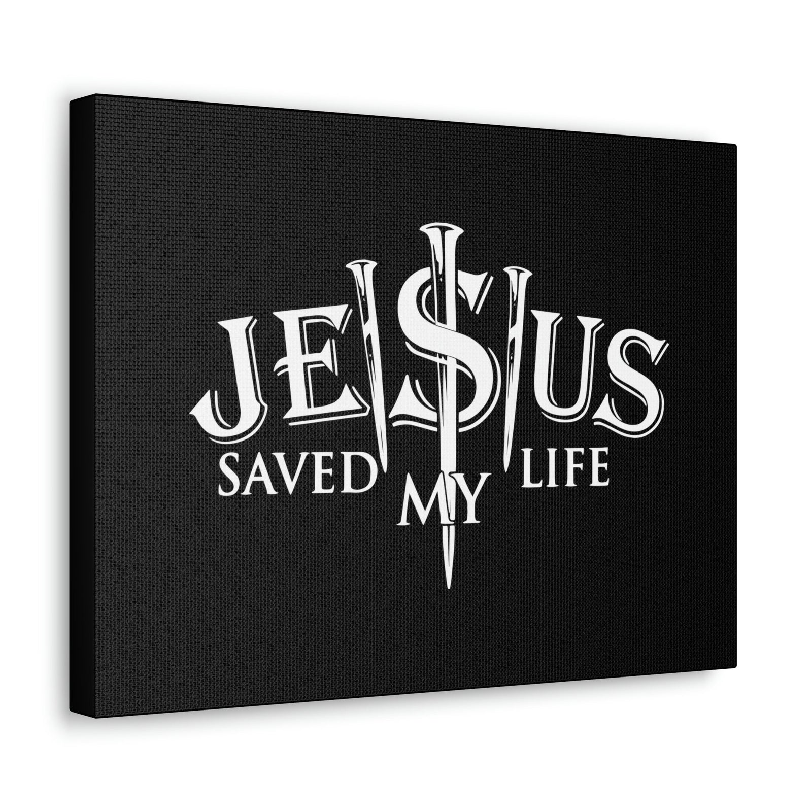 Scripture Walls Jesus Saved My Life John 3:16 Black Christian Wall Art Bible Verse Print Ready to Hang Unframed-Express Your Love Gifts