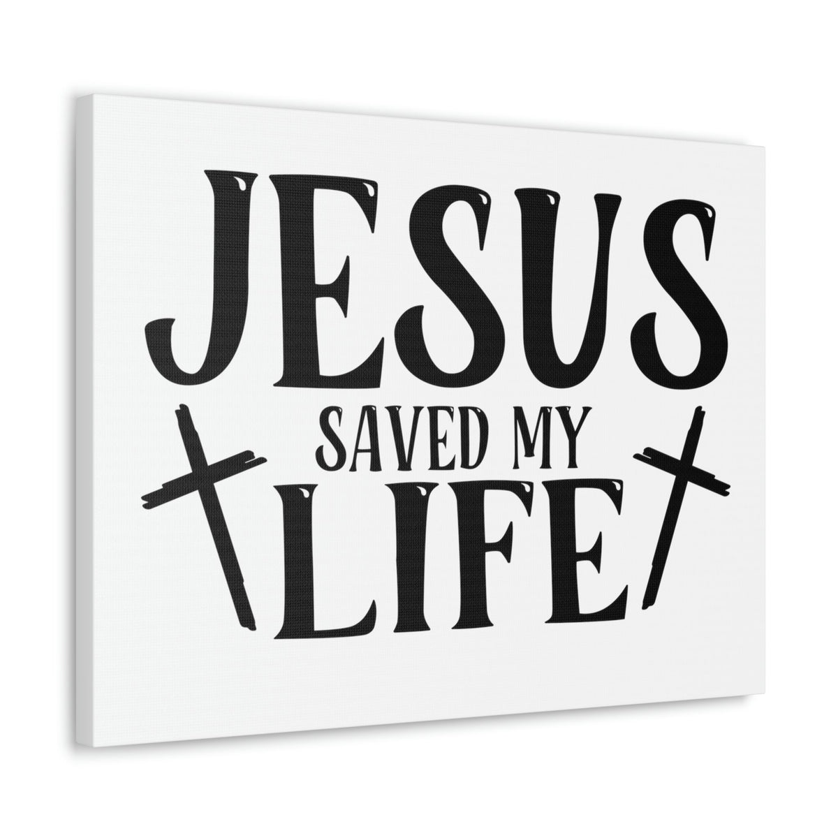 Scripture Walls Jesus Saved My Life John 3:16 Cross White Christian Wall Art Bible Verse Print Ready to Hang Unframed-Express Your Love Gifts