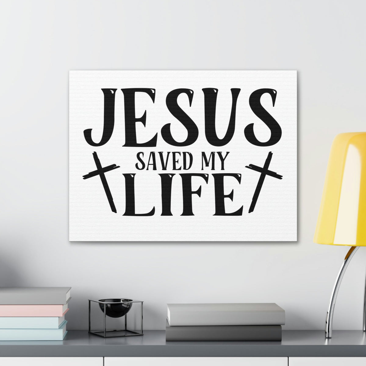Scripture Walls Jesus Saved My Life John 3:16 Cross White Christian Wall Art Bible Verse Print Ready to Hang Unframed-Express Your Love Gifts