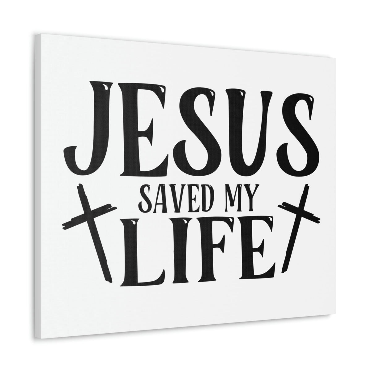 Scripture Walls Jesus Saved My Life John 3:16 Cross White Christian Wall Art Bible Verse Print Ready to Hang Unframed-Express Your Love Gifts