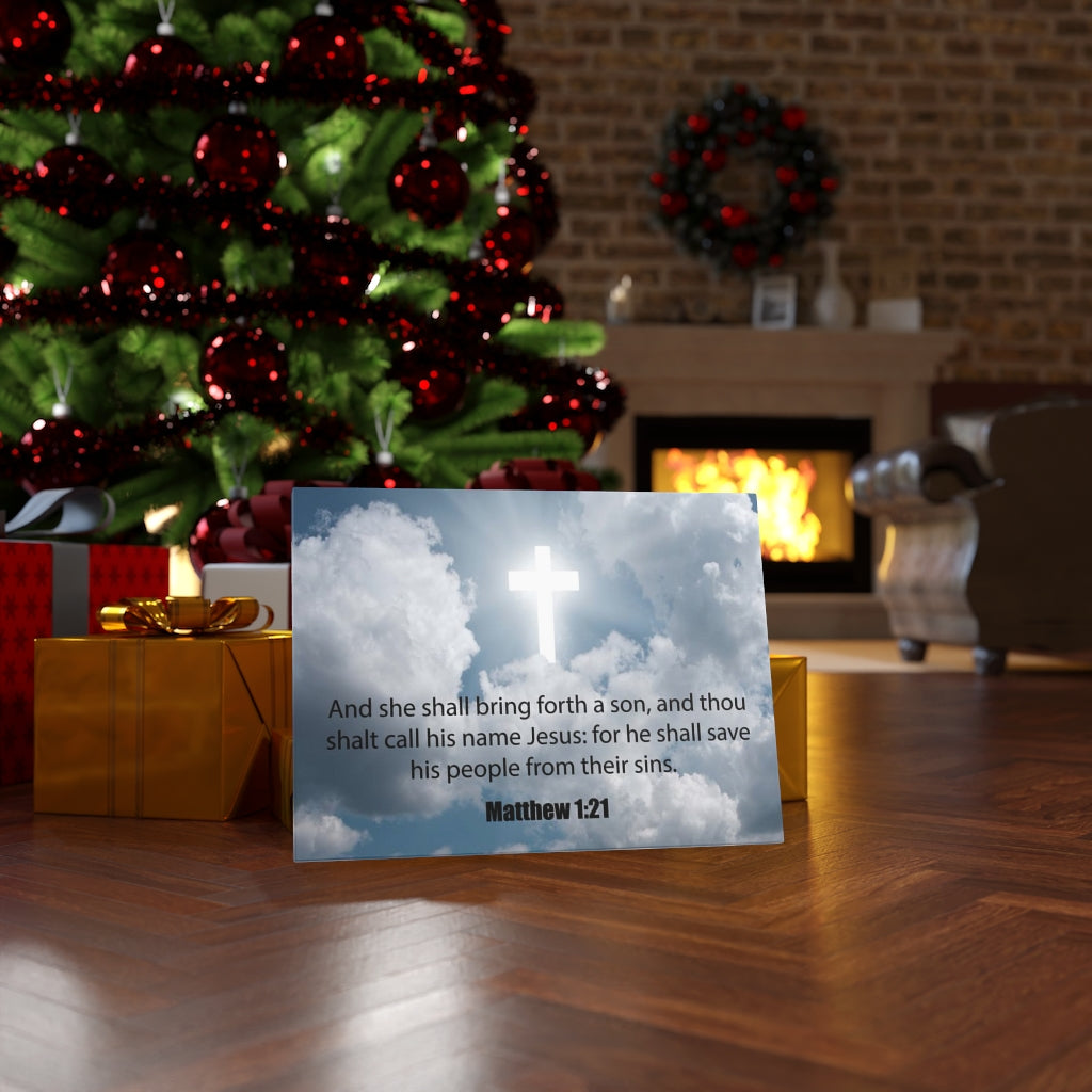 Scripture Walls Jesus Saves Matthew 1:21 Bible Verse Canvas Christian Wall Art Ready to Hang Unframed-Express Your Love Gifts